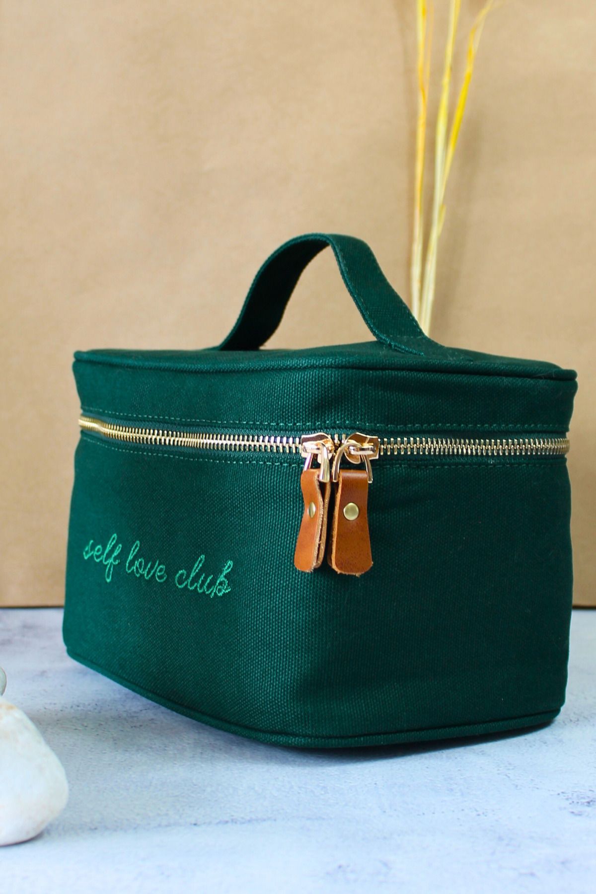 Milky Way Design-Geantă de machiaj din pânză verde verde Self Love Club / Geantă de îngrijire 4