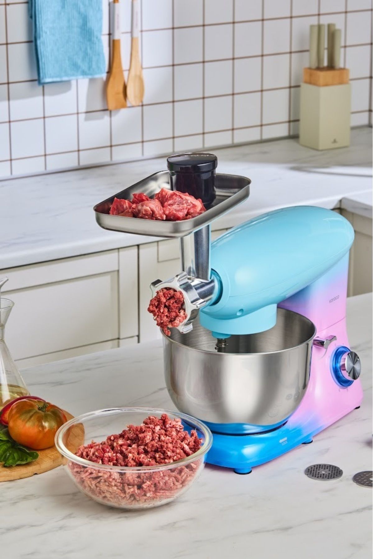 Karaca-1900W Multichef Stand Mixer - 5.5 Lt Minced Meat, Sausage-Sausage, Meatball Apparatus with Inner 3