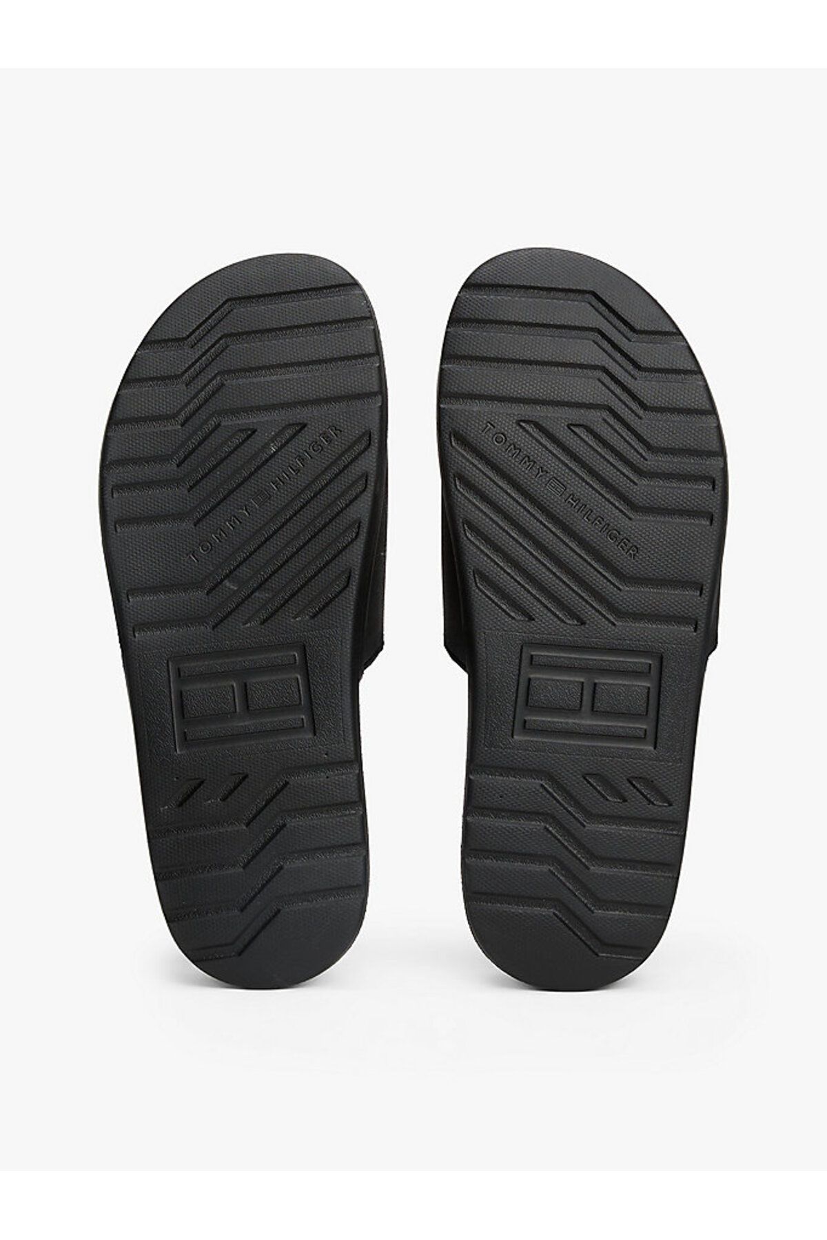 Tommy Hilfiger-Men's Textured Logo Black Pool Slippers 5