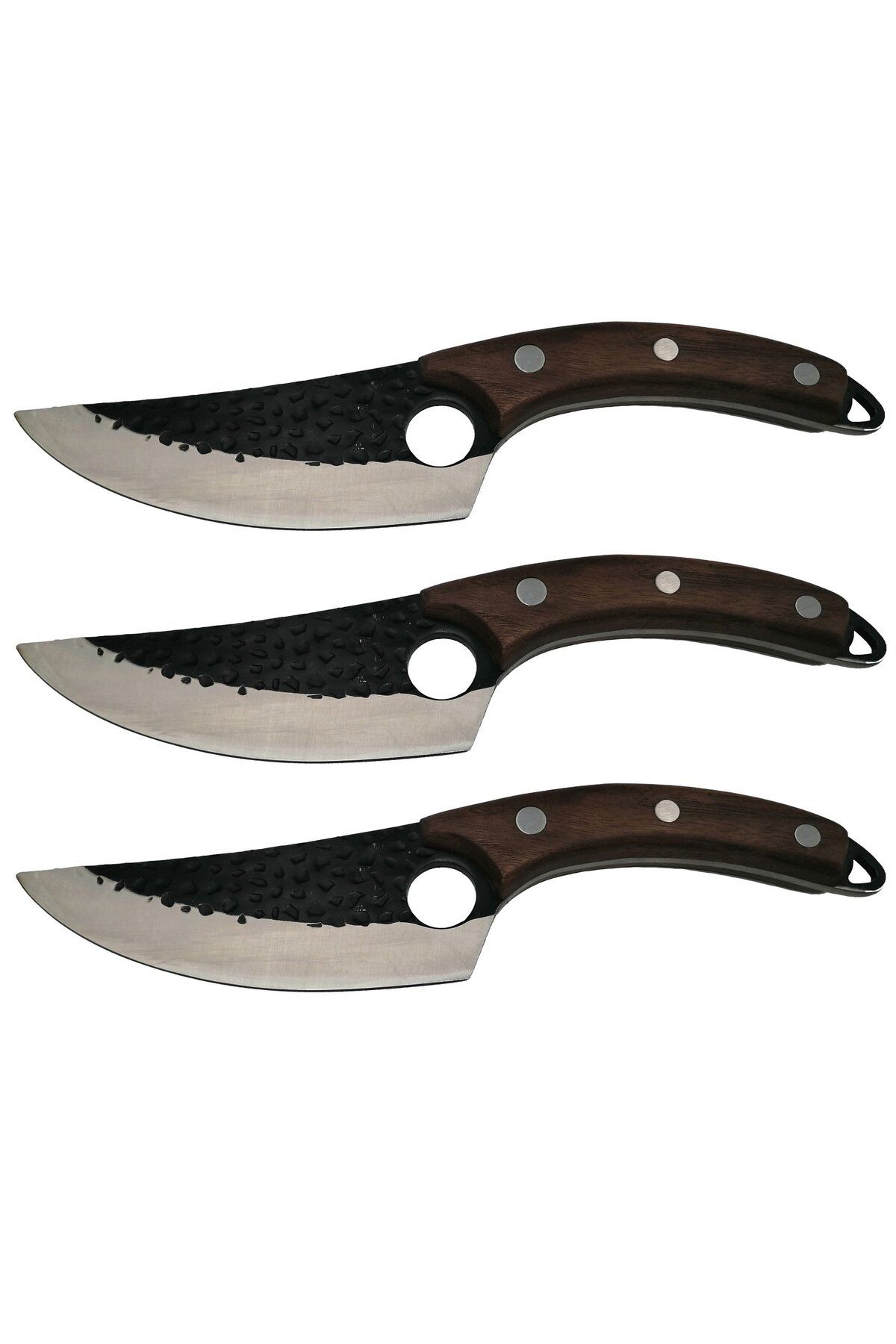 Depox Set Trei Cuțite De Măcelar Ideallstore, Lucrate Manual, Cool Cook, 27,5 Cm, Maro, Teaca Inclusă - One Size