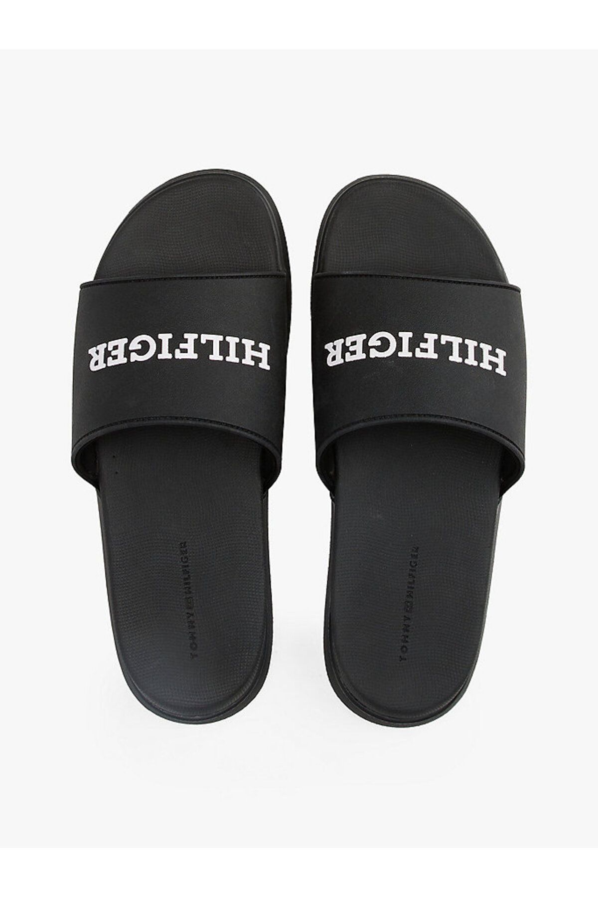 Tommy Hilfiger-Men's Textured Logo Black Pool Slippers 3