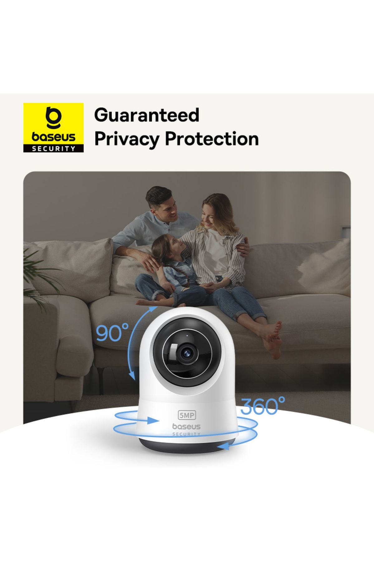 Baseus-Security P1 Pro Indoor 3K Wi-Fi Camera with AI Detection, 360 Pan, Night Vision 6