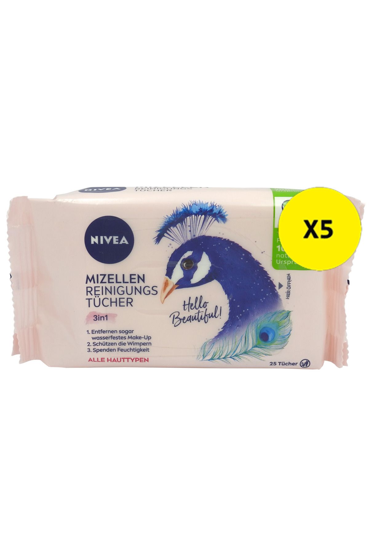 NIVEA X5 - Nivea Servetele Umede Demachiante 25buc 3in1 Apa Micelara - One Size