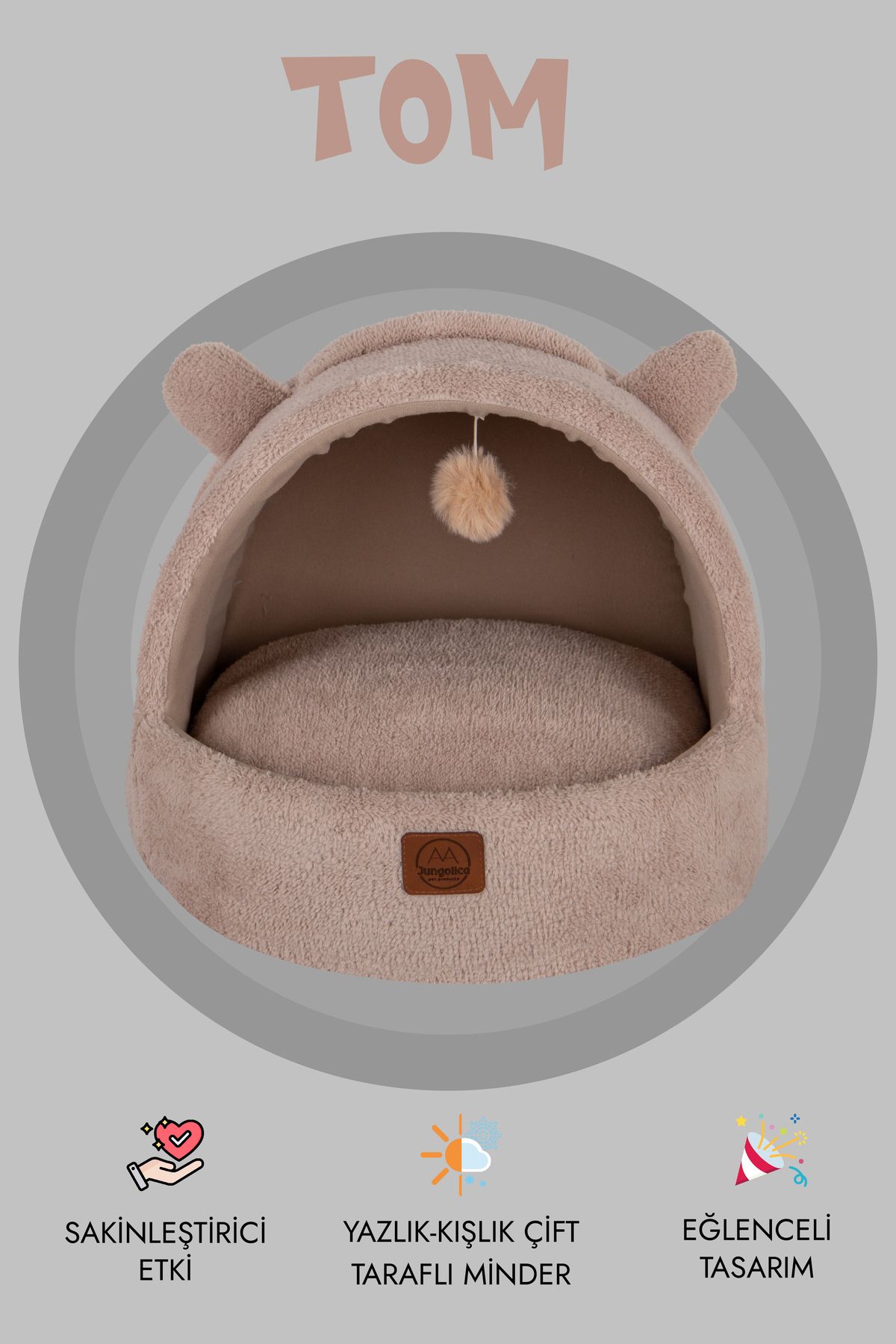 Jungolica Pet Products-Tom, Ultra Soft, Comfortable, Closed Top Design Cat Bed with Removable Cushion 2