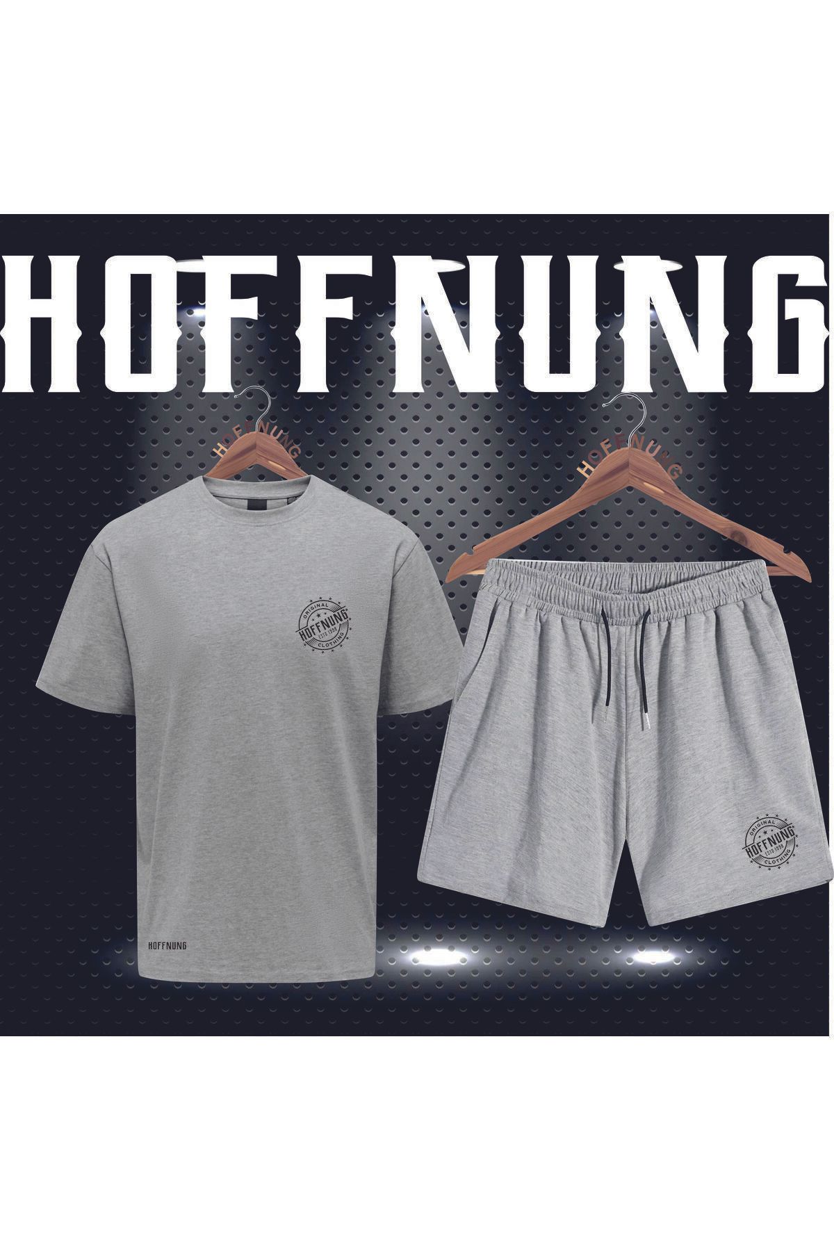HOFFNUNG Full Shorts Unisex Logo Baskı Alt-üst Takım