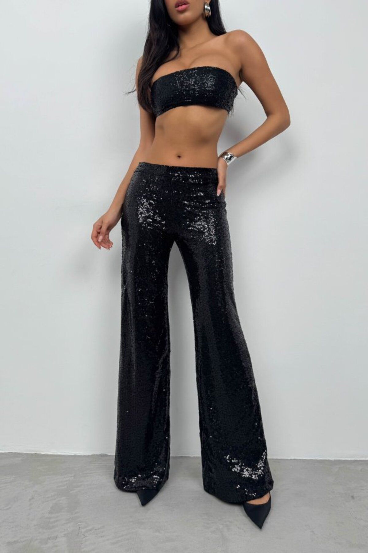 Albayrak Payetli Wide Leg Pantolon