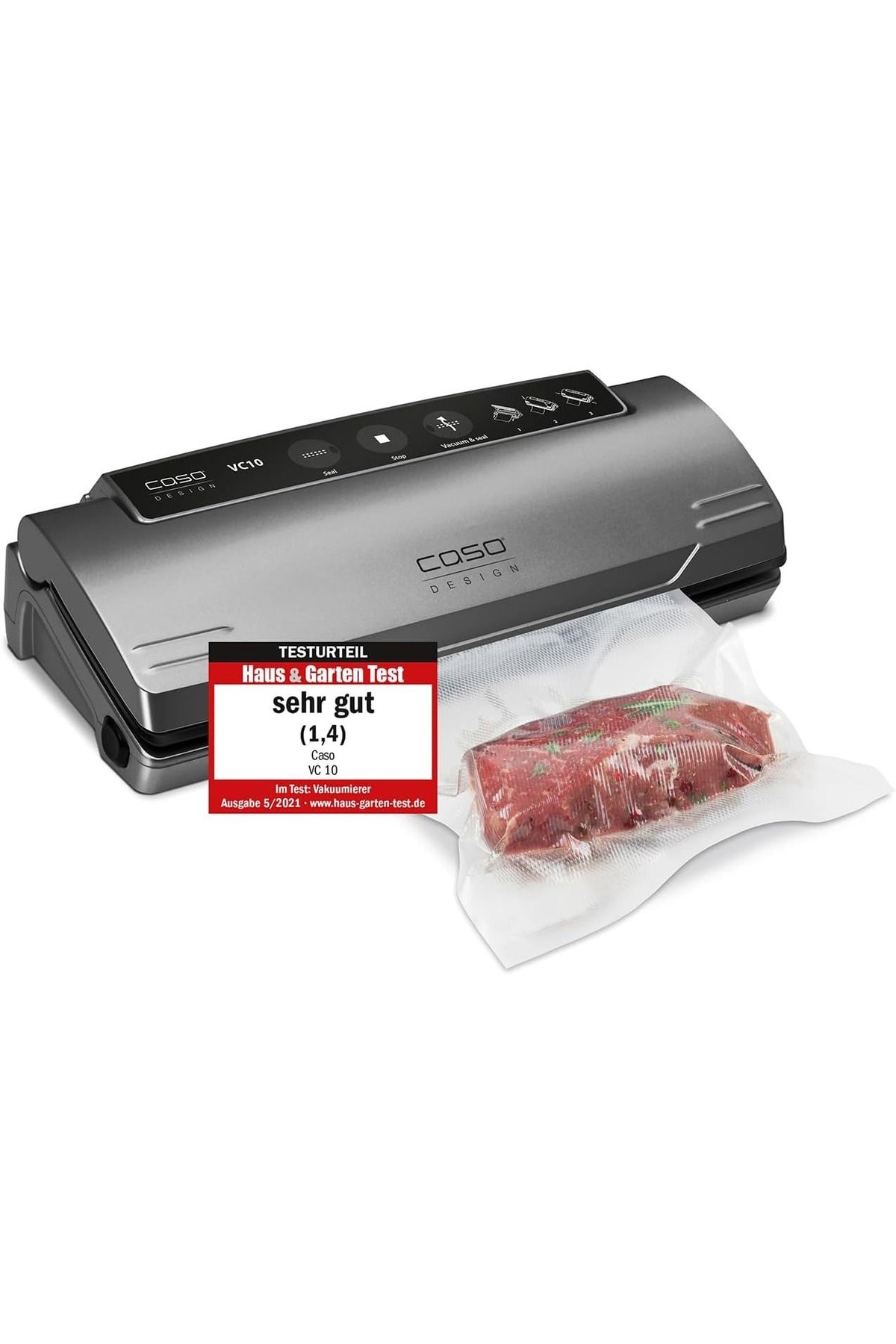 Caso VC10 Plus Vakum Makinesi 50 Torbalı 30 cm Kaynaklı Sous Vide Uyumlu Kompakt Cihaz