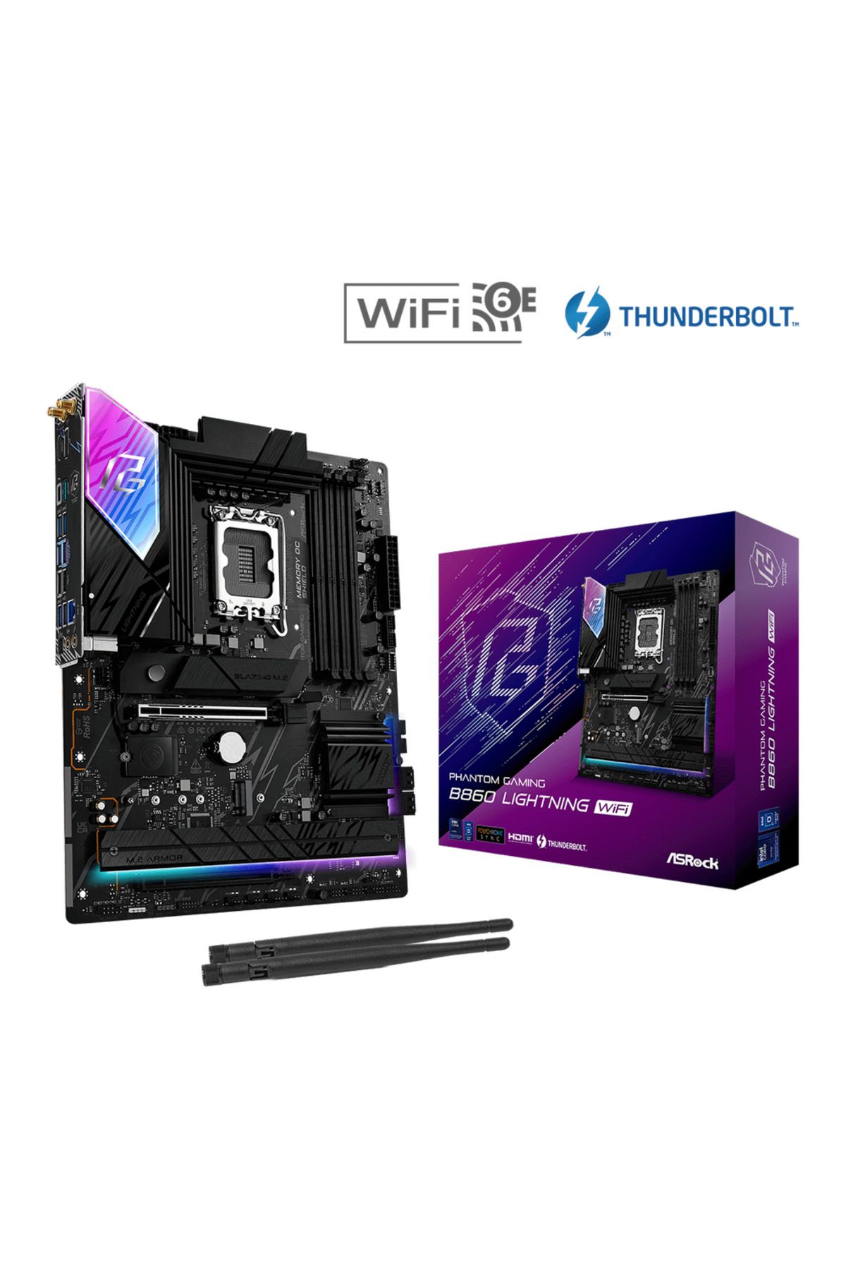 ASROCK-Placa de baza ASRock PHANTOM GAMING B860 Lightning WIFI, Intel B860, LGA 1851, DDR5, ATX 2