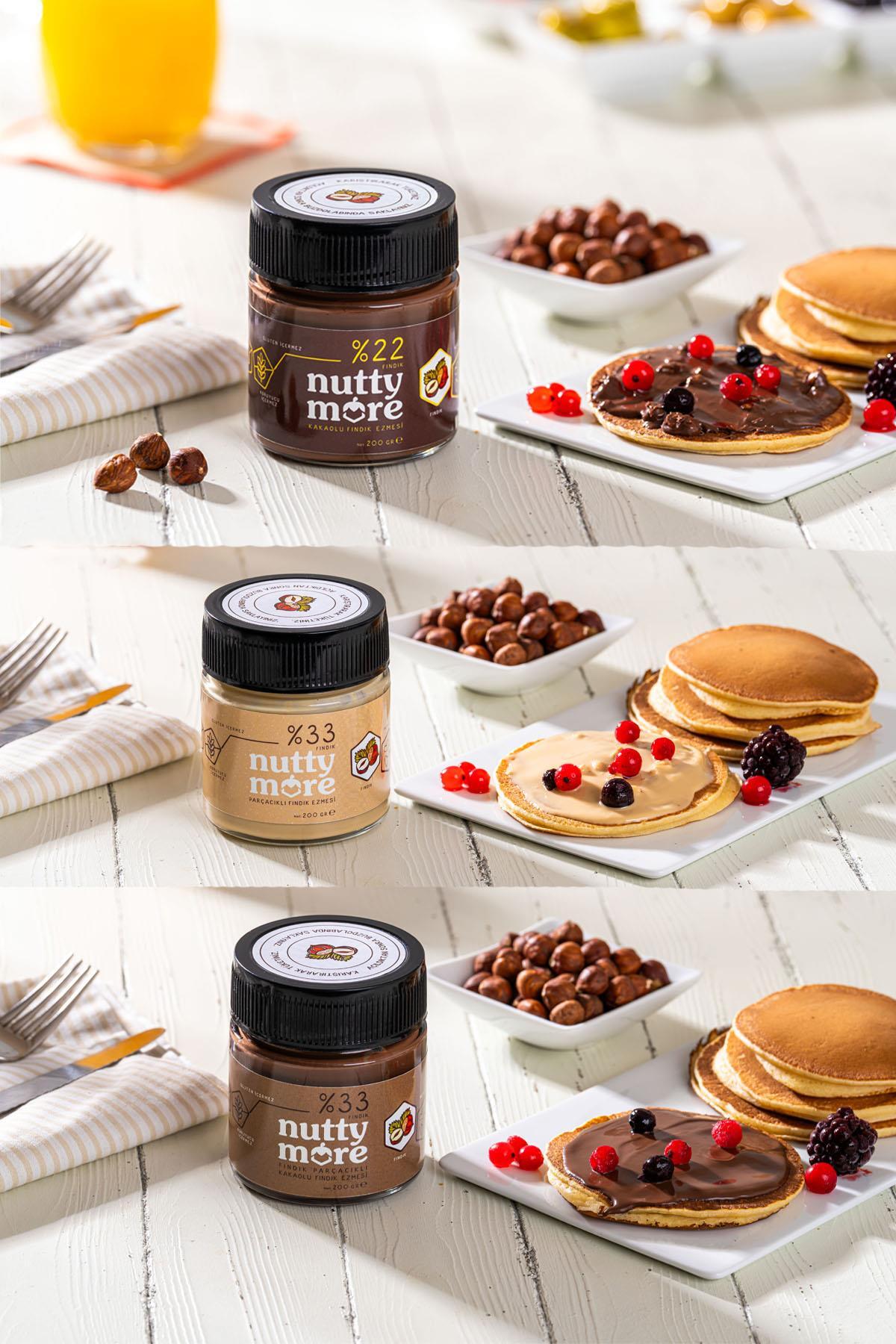 Nutty More %33 Fındık Parçacıklı Kakaolu Fındık Ezmesi 200 gr x 3