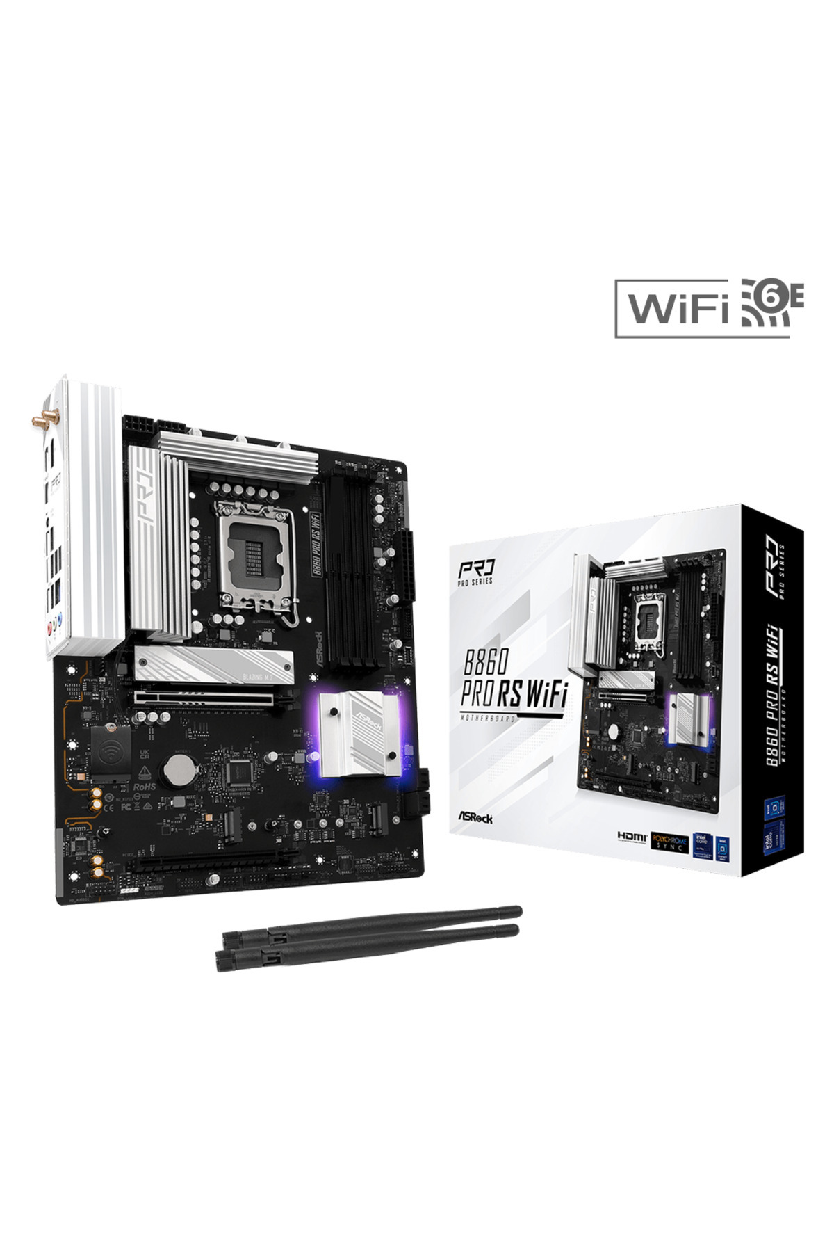 ASROCK-Placa de baza ASRock B860 PRO RS WIFI, Intel B860, LGA 1851, DDR5, ATX 2