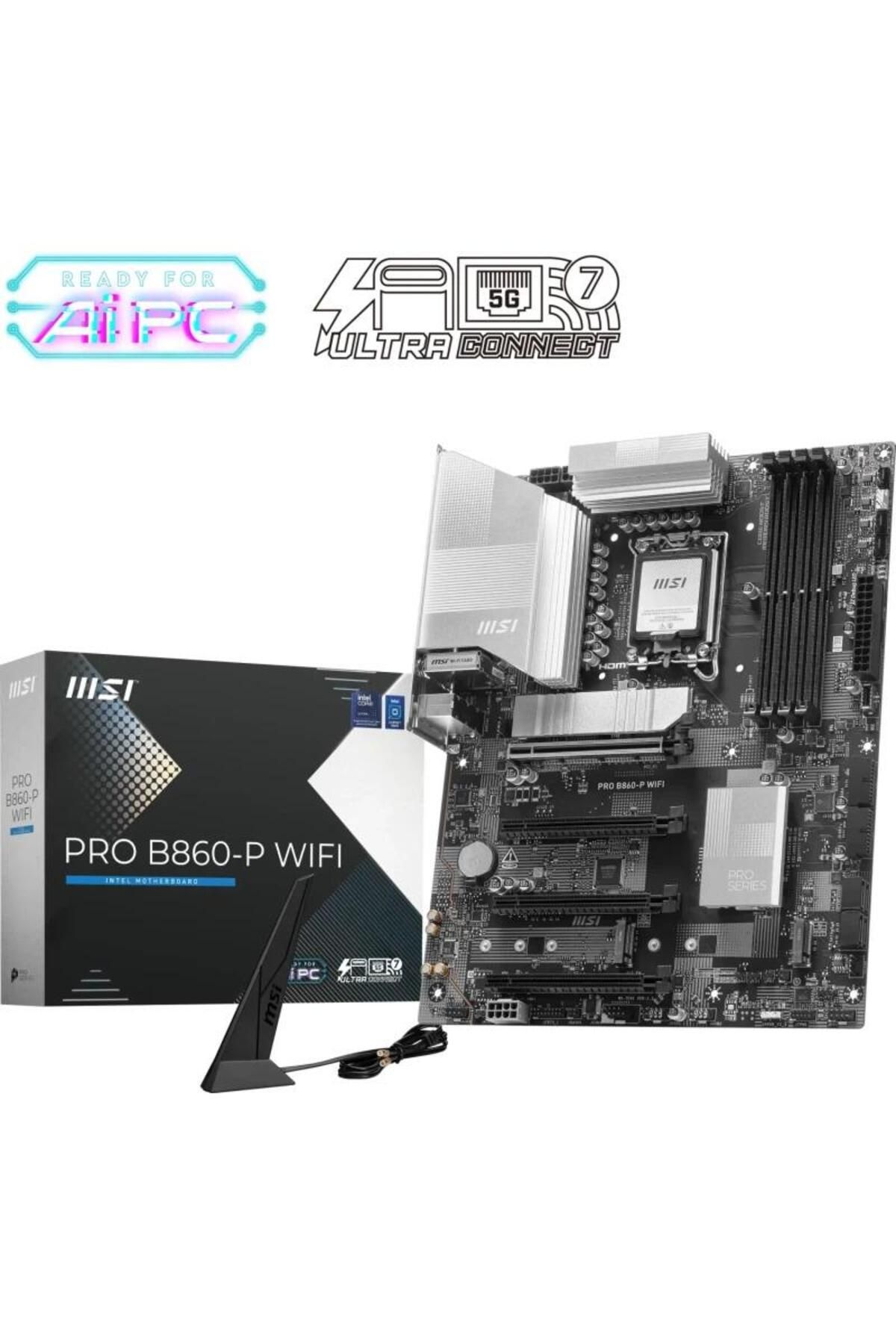 MSI-Placa de baza MSI PRO B860-P WIFI, Intel B860, LGA 1851, DDR5, ATX 6