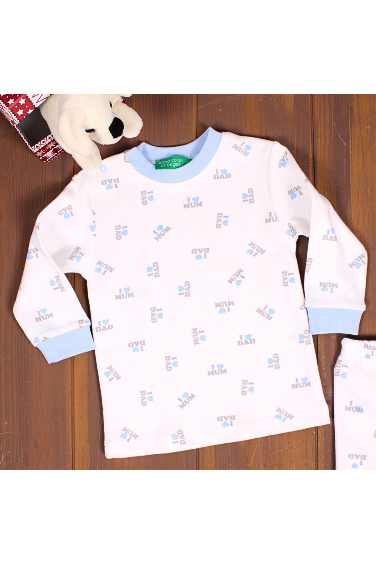 BYB MODA TASARIM Dad Yazılı Erkek Bebek Eşofman Pijama Takımı Mavi