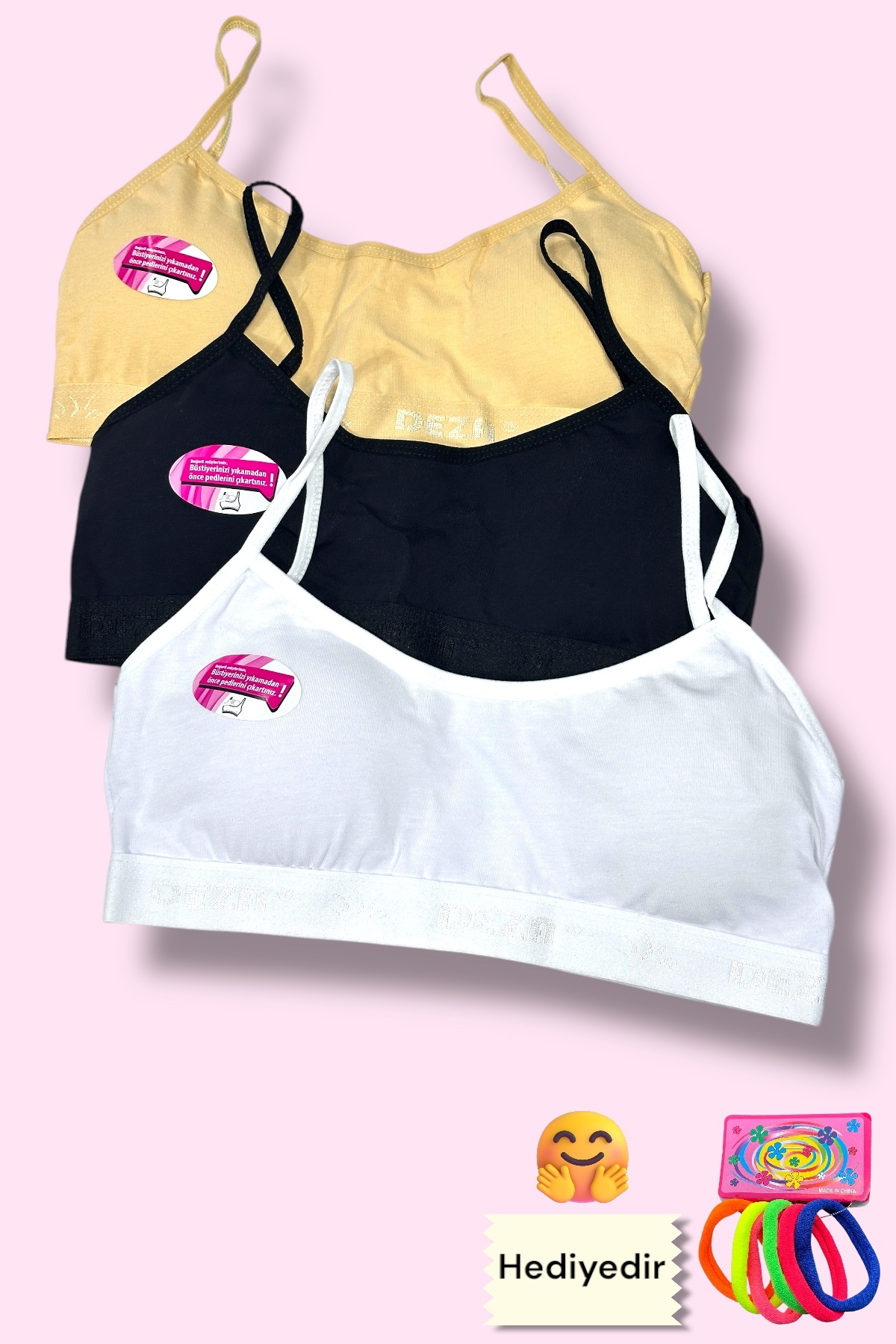 3pcs Girls Strap Padded Exercise Bra Half Undershirt Bustier