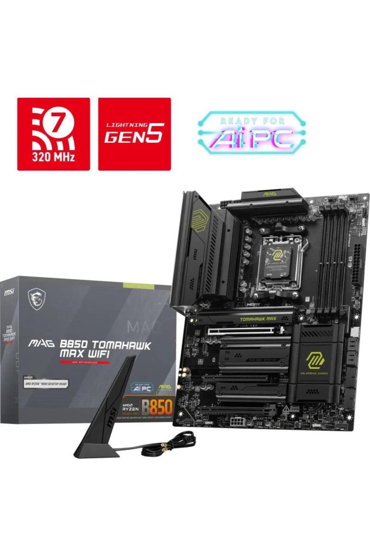 MSI-Placa de baza MSI MAG B850 TOMAHAWK MAX WIFI, AMD B850, AM5, DDR5, ATX 6