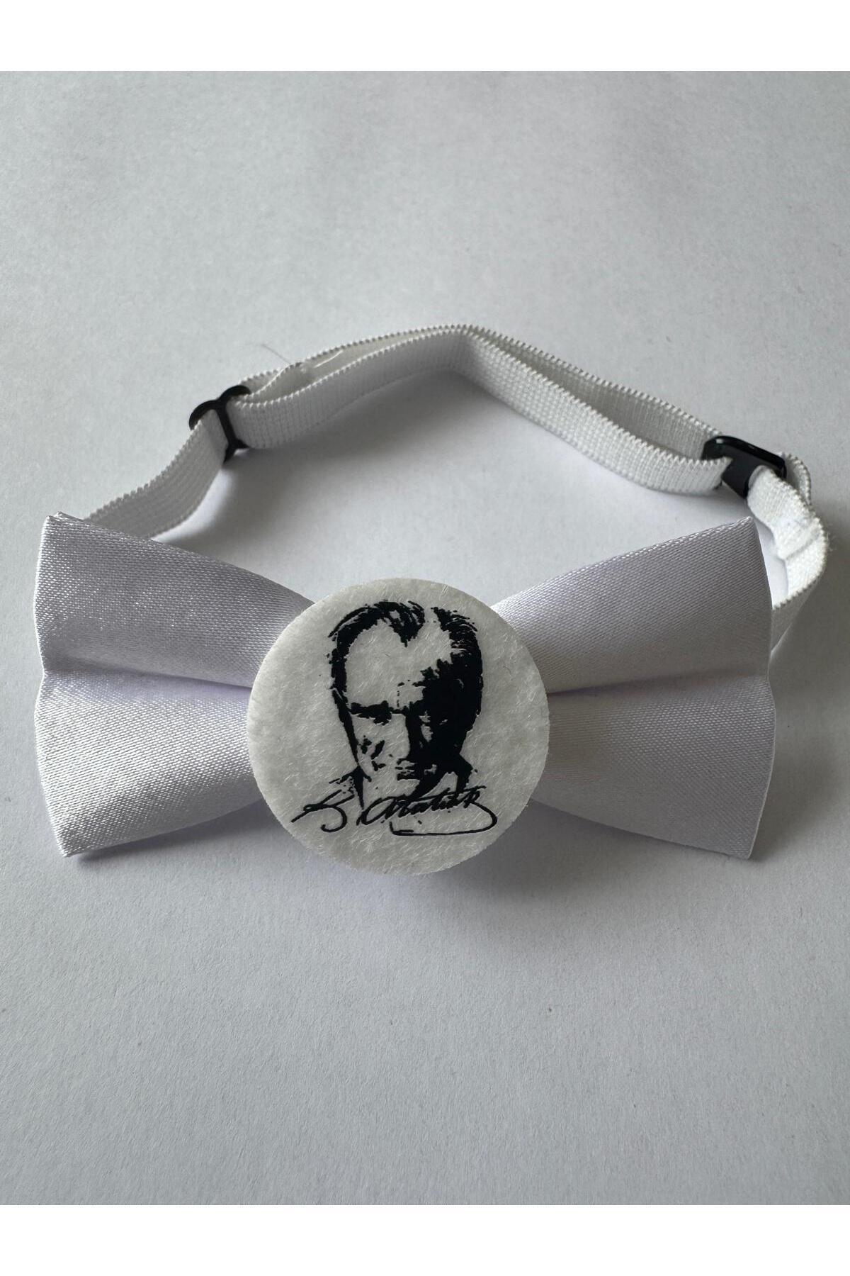 Meriç bebe-Ataturk Signed and Silhouette Elastic Children's Bow Tie 10 Lu 23 April / 29 October / 10 November 2