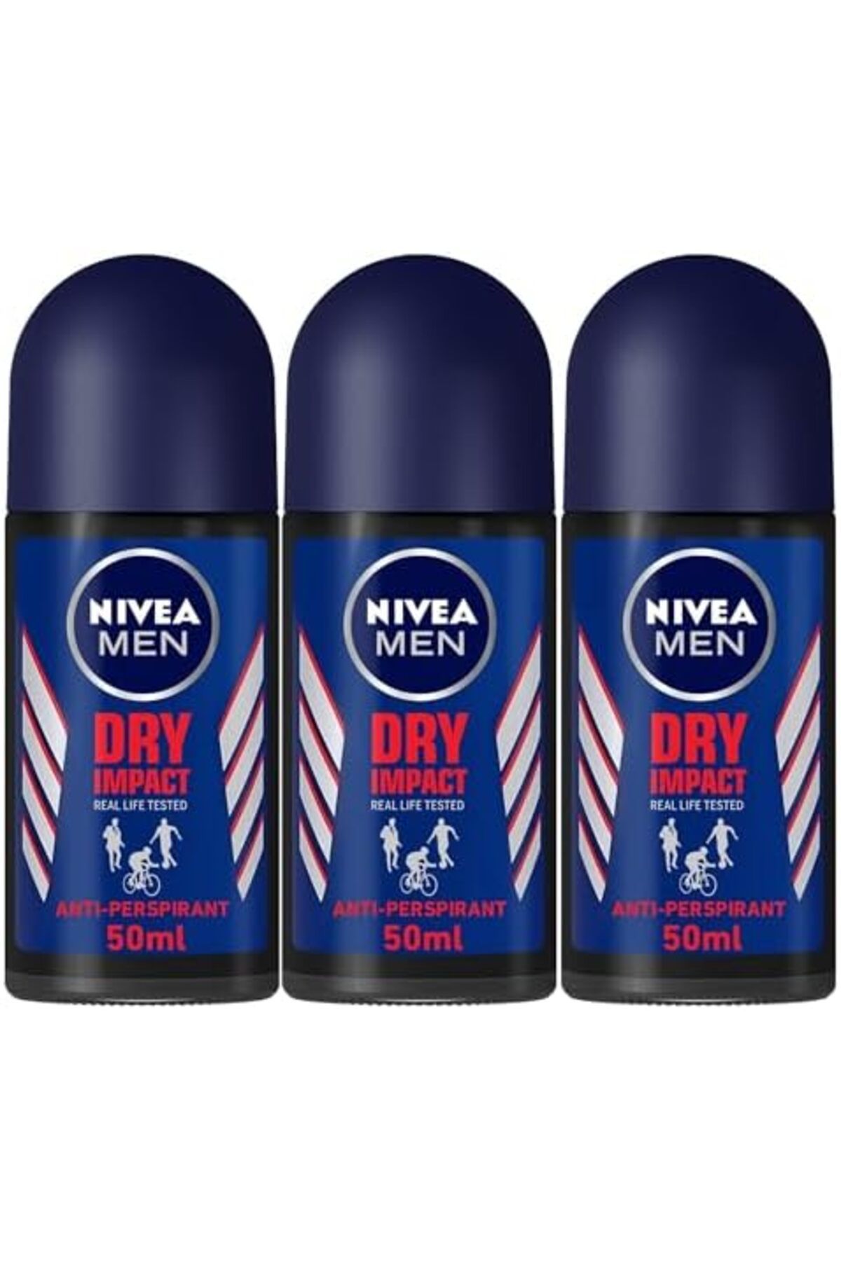 NIVEA-مزيل عرق رول أون من نيفيا للرجال، تأثير جاف يدوم 48 ساعة، 3 × 50 مل، منعش 2