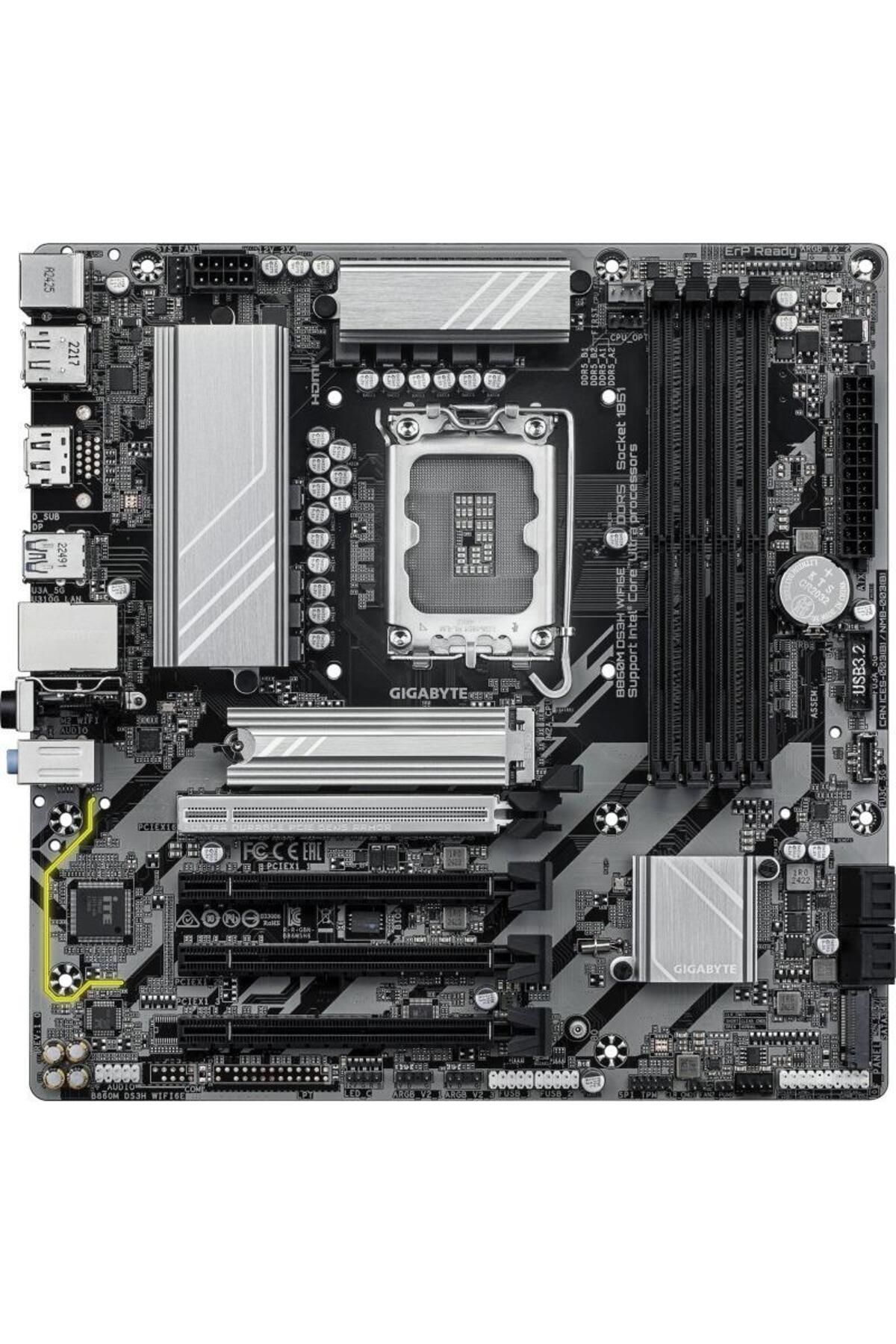 Gigabyte-GIGABYTE B860M DS3H WIFI6E Motherboard, Intel B860, LGA 1851, DDR5, mATX 1