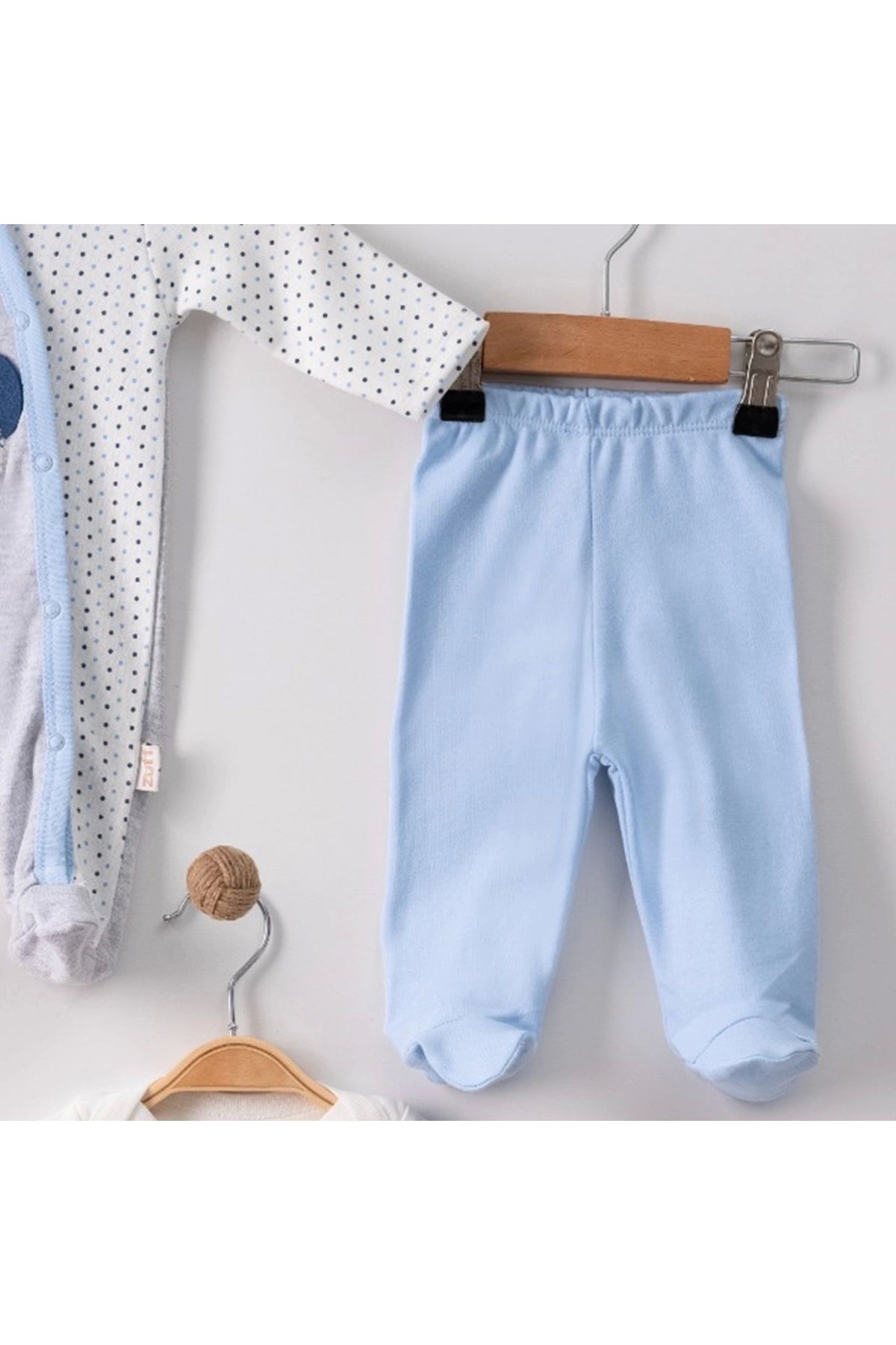 BYB MODA TASARIM 3 Ay Ayıcıklı Tulumlu Erkek Bebek 5'li Set Mavi