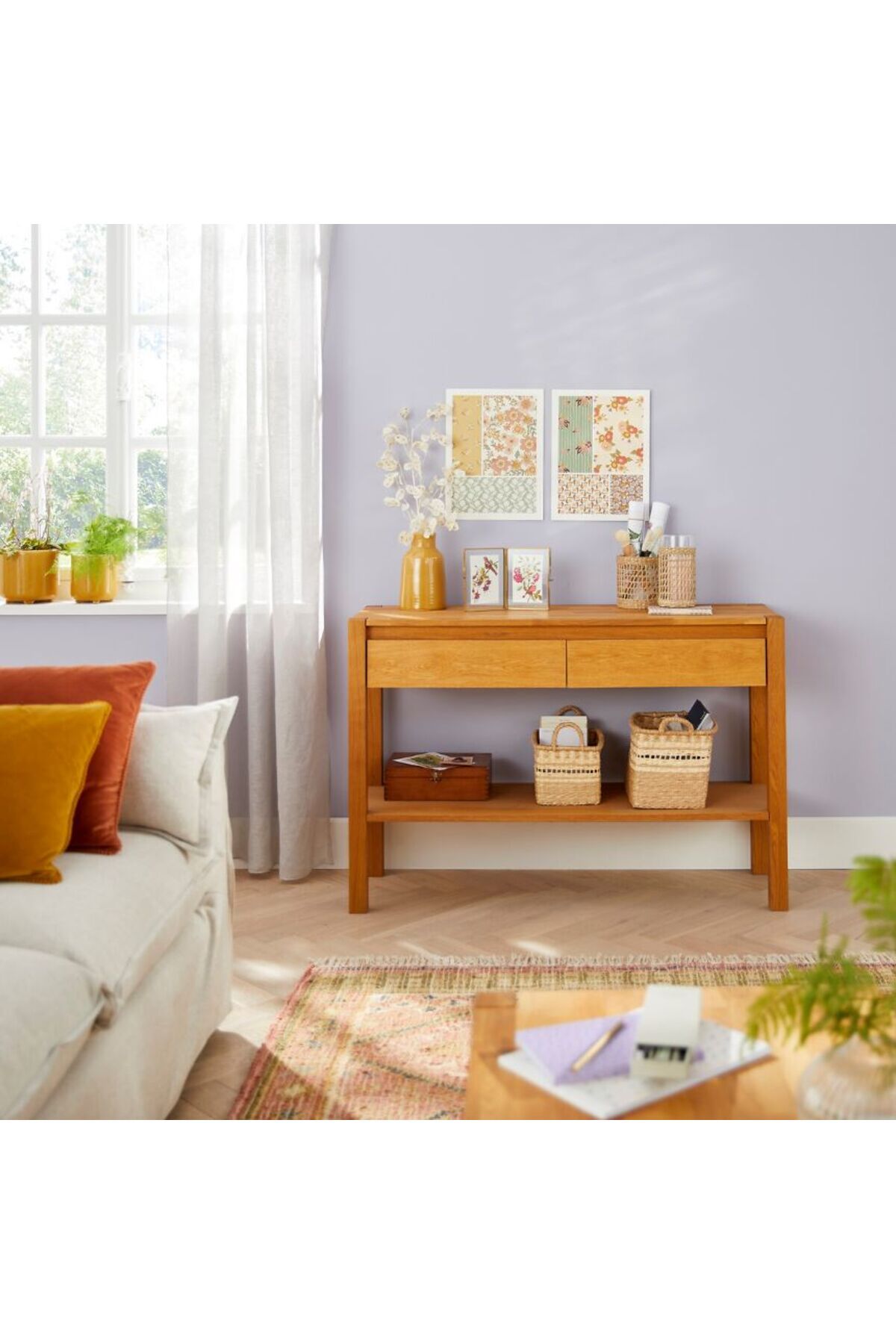 WoodenDecoration01 Ahşap Çift Çekmeceli Modern Dresuar