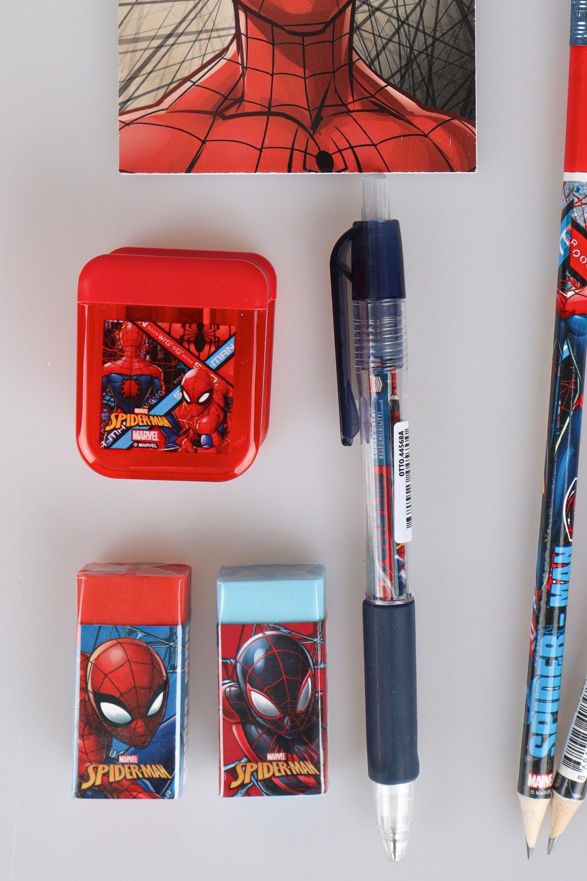SPIDERMAN-Licence Spiderman 9 Pieces Stationery Set Nib Pen, Block Note, 3 Pcs Pencils, Pencil Sharpener, Rocket Wiper 3
