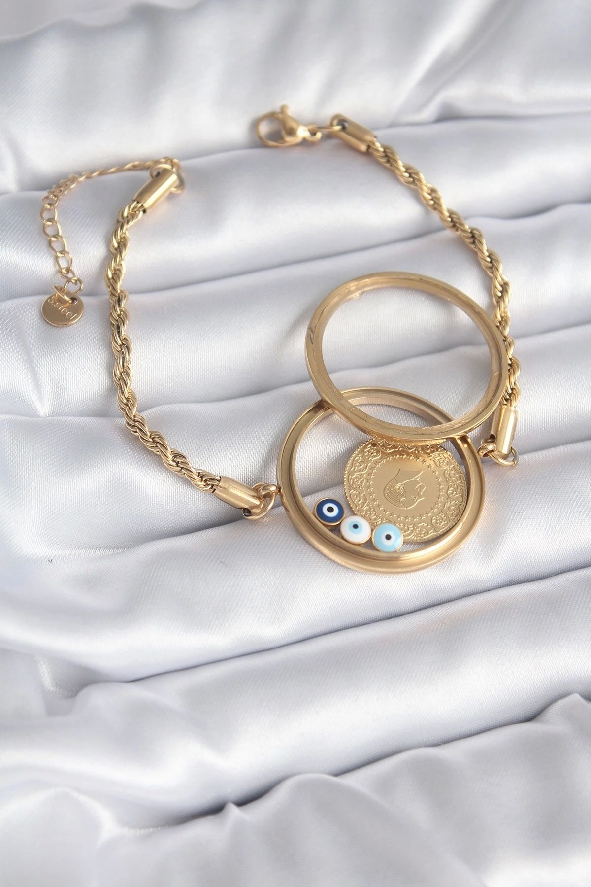 STOREMAX Açılabilir 316L Çelik Gold Renk Burgu Zincir Fanus Model Kadın Bileklik
