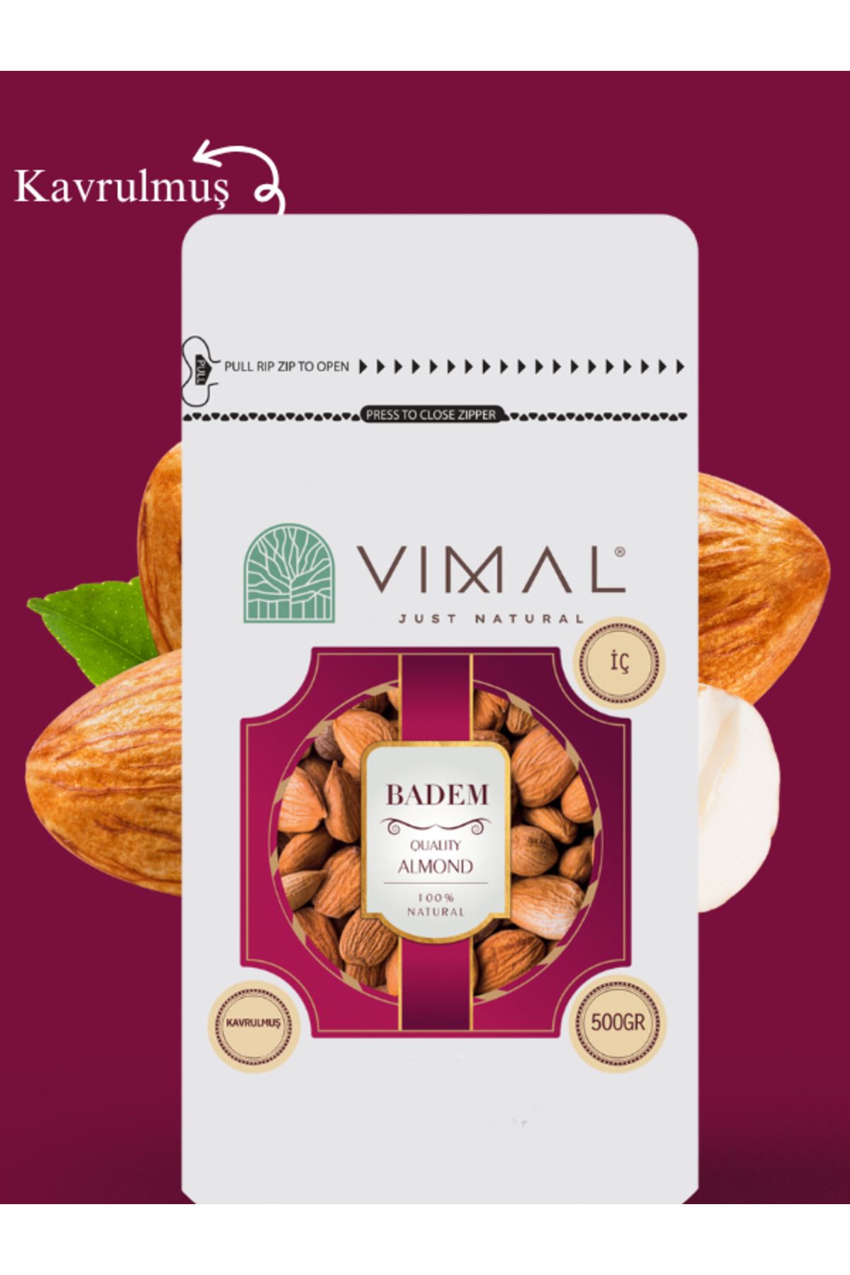 VIMAL Kavrulmuş Badem İçi 500 Gr ( Yerli, 1. Kalite )