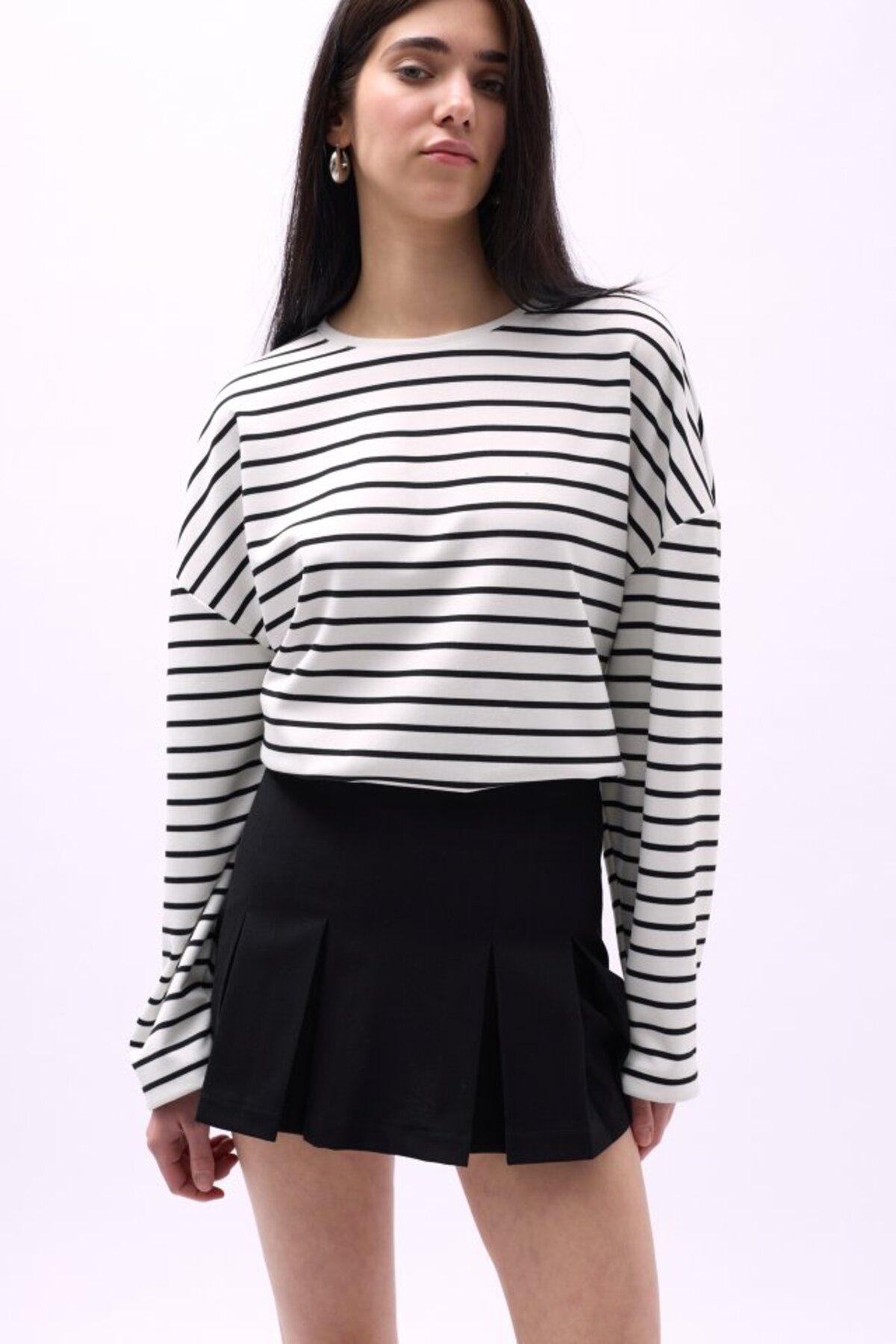 velmorafashion Pileli Yüksek Bel Mini Etek