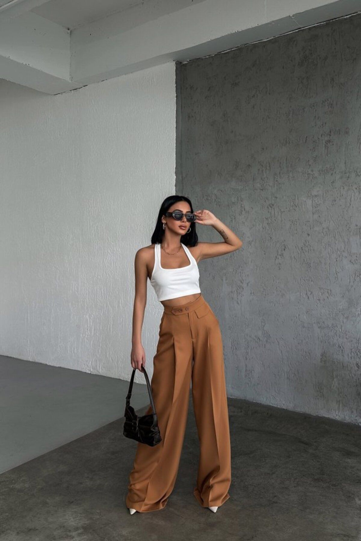 MODA Üç Düğme Detayli Palazzo Pantolon