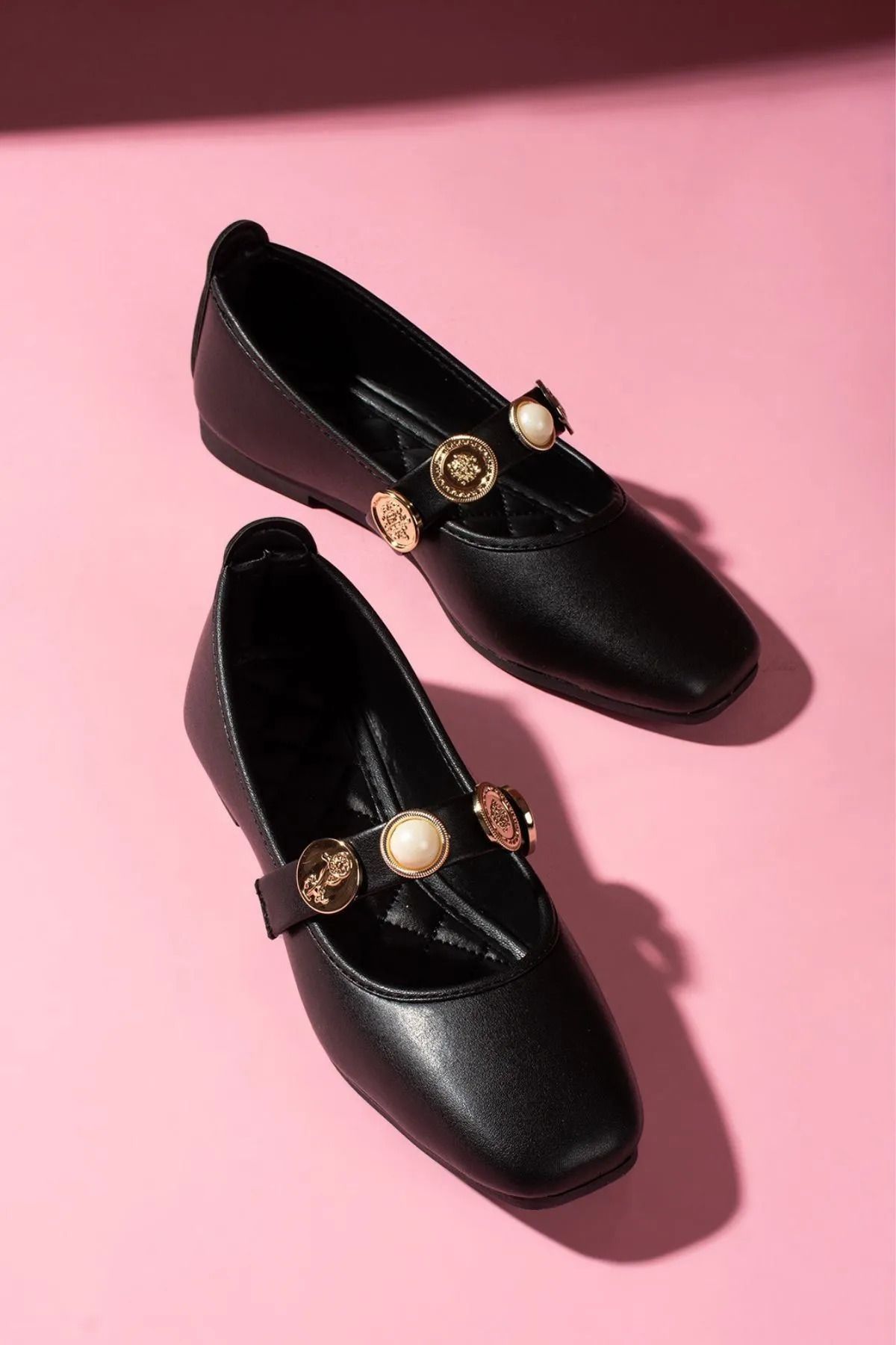 DİGGO-Comfortable Daily Use Pearl and Seal Accessory Banded Women's Ballerinas 2