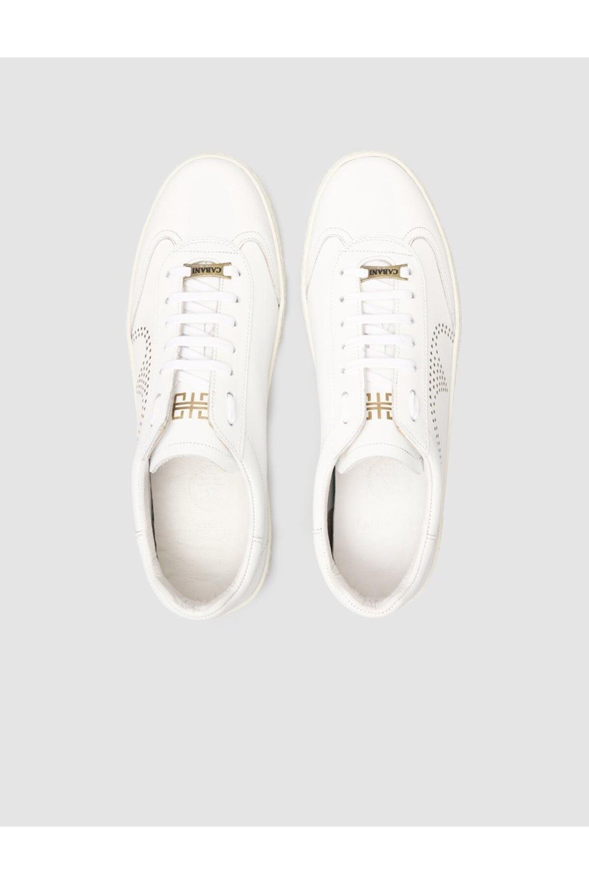 Cabani-Custom Made Genuine Leather White Lace-Up Men's Sports Shoes 4