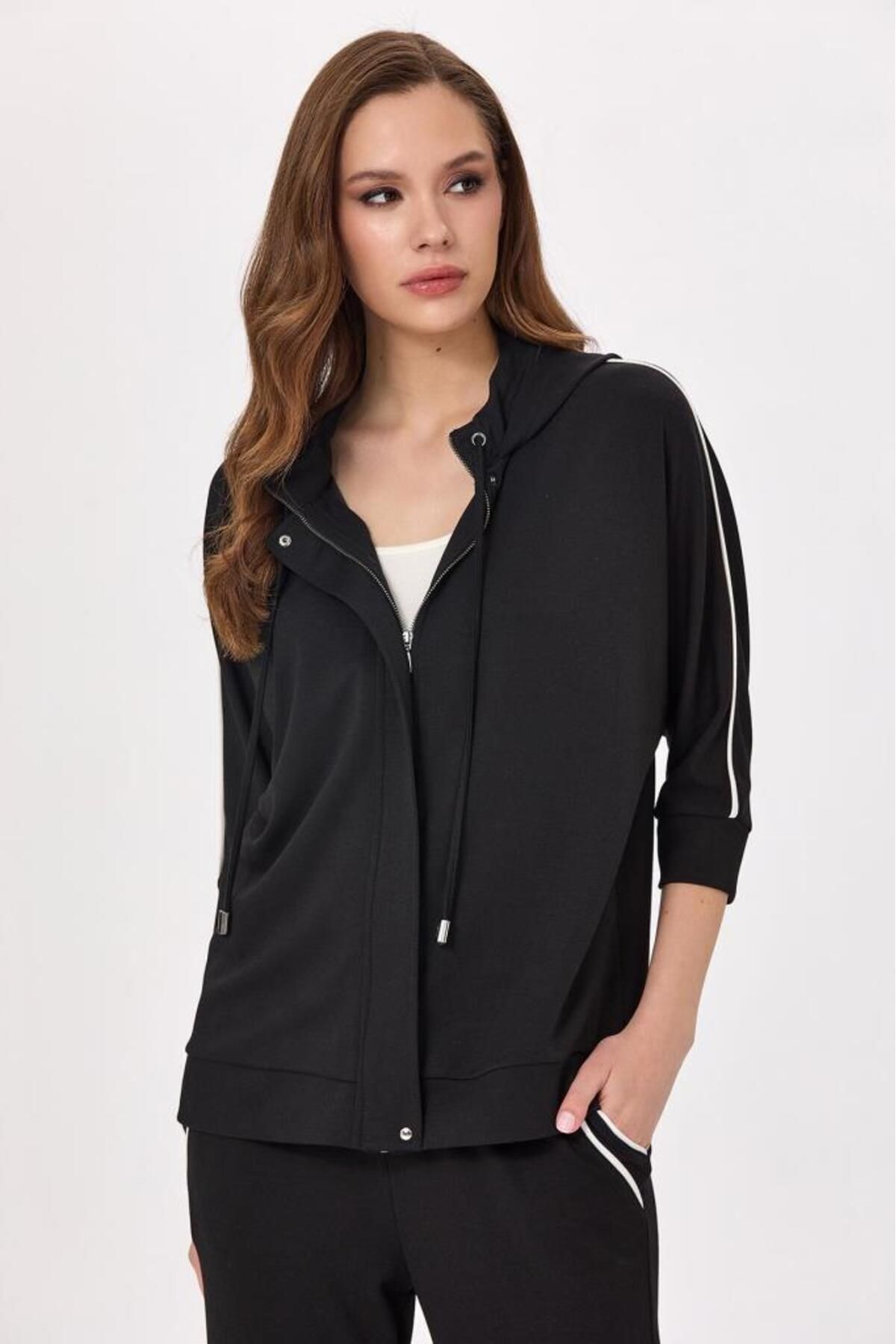 İKİLER-Front Zipper Hooded and Pocket S-Shirt 025-2102 2