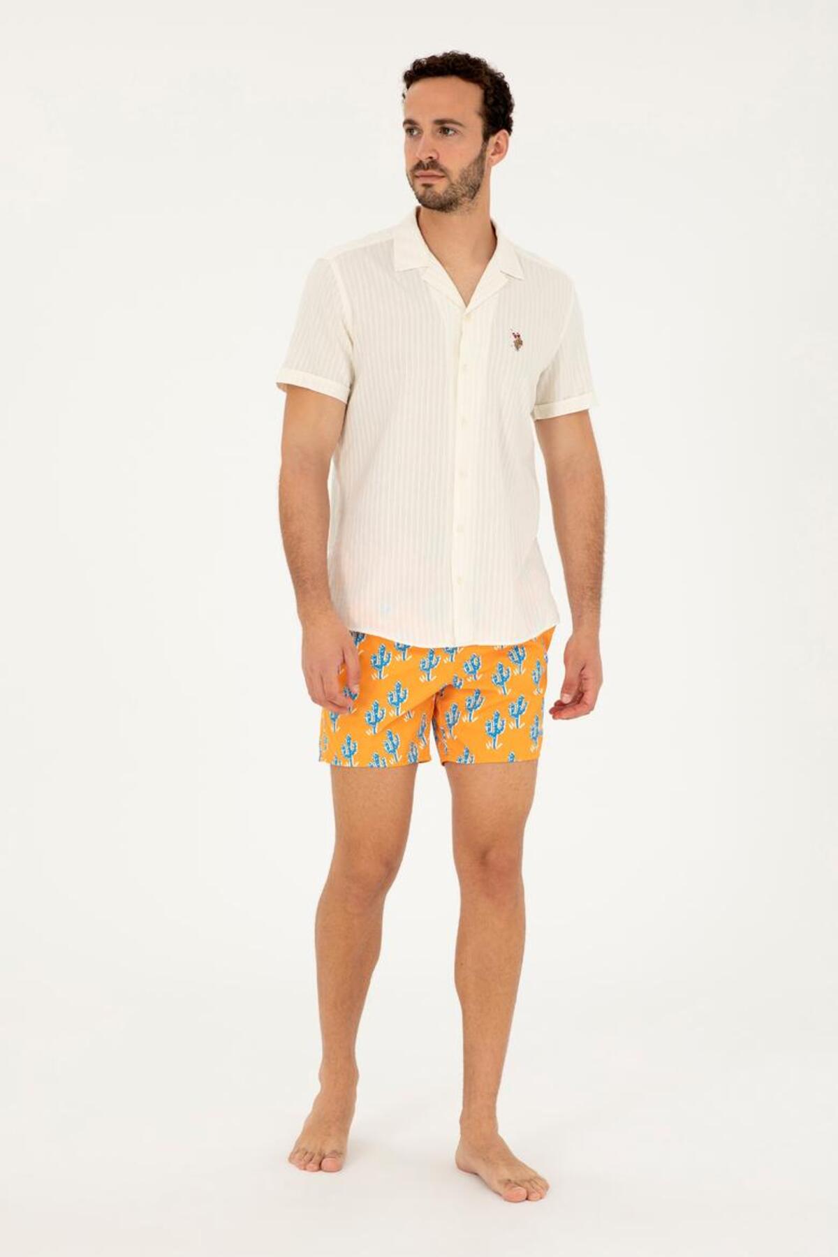 یو اس پولو شورت شنا مردانه نارنجی TEKSPOR183314.4