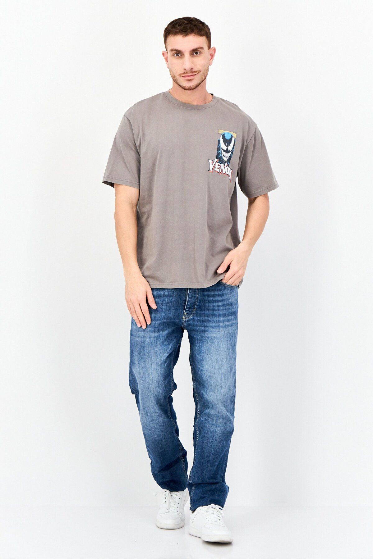 Marvel-Men Crew Neck Short Sleeve Graphic Print T-Shirt, Grey 2