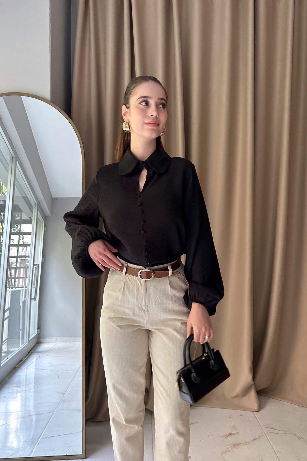 lizge giyim-Be Eyaka Front Buttoned Bluz 6