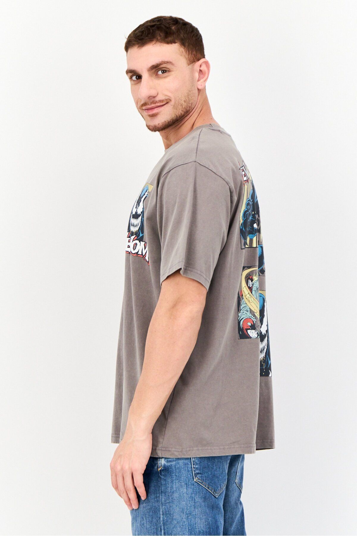 Marvel-Men Crew Neck Short Sleeve Graphic Print T-Shirt, Grey 4