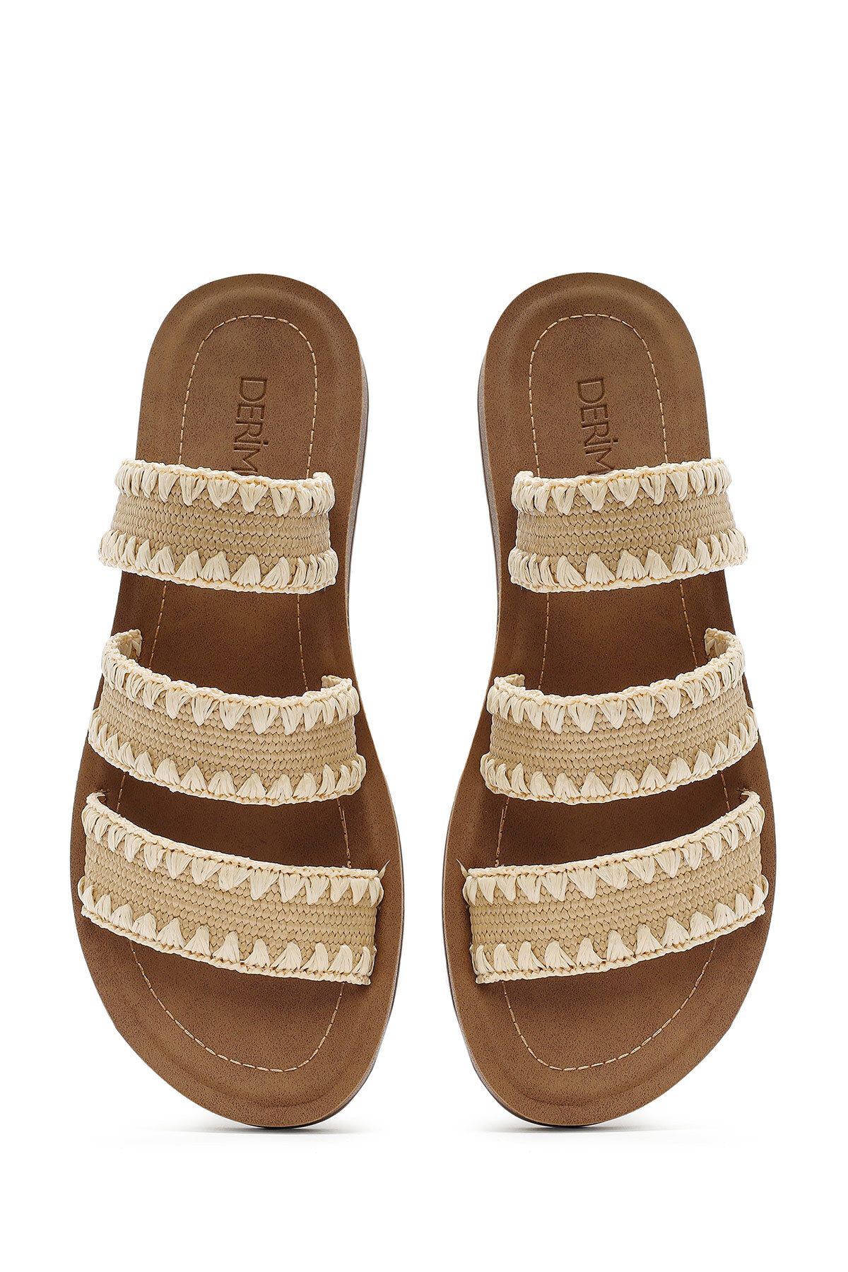 Derimod-Women's Beige Straw Slippers 25Sfe4631M7 7