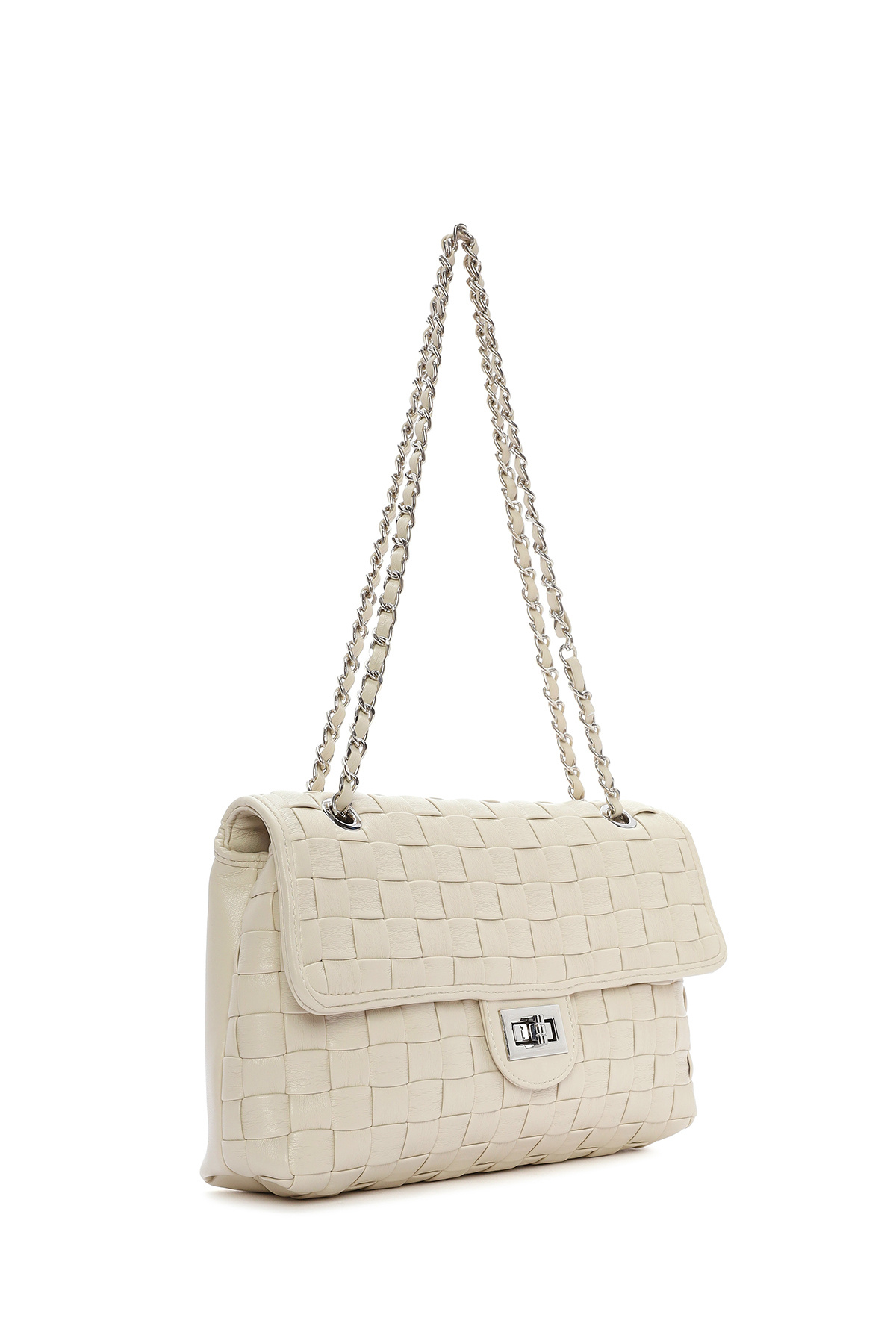 Derimod-Women's Cream Braided Chain Strap Shoulder Bag 24Wbd 246829 6