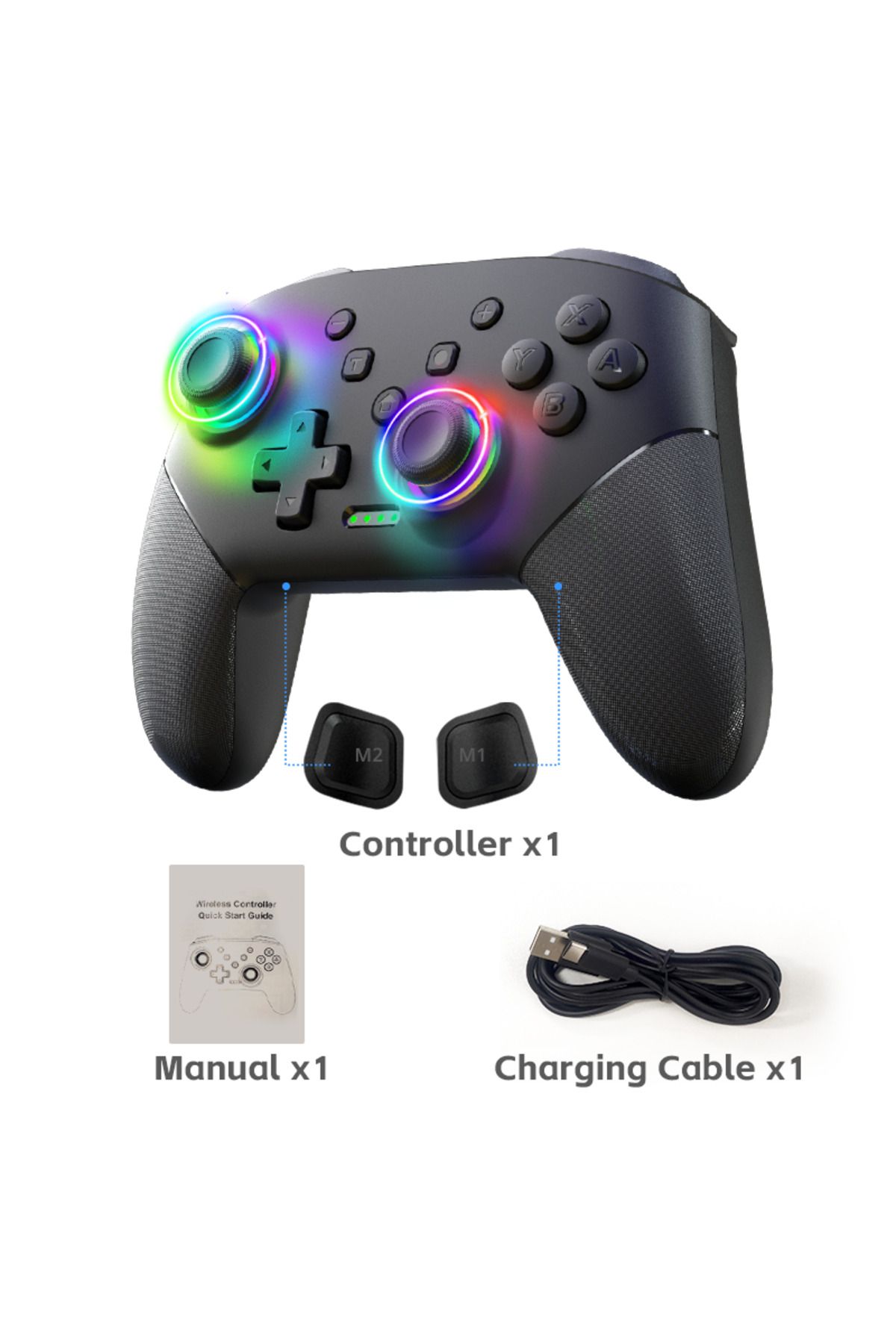 Choice-s80 with lights DATA FROG Wireless Switch Pro Controller for Switch/Switch OLED Programmable Joystic 1
