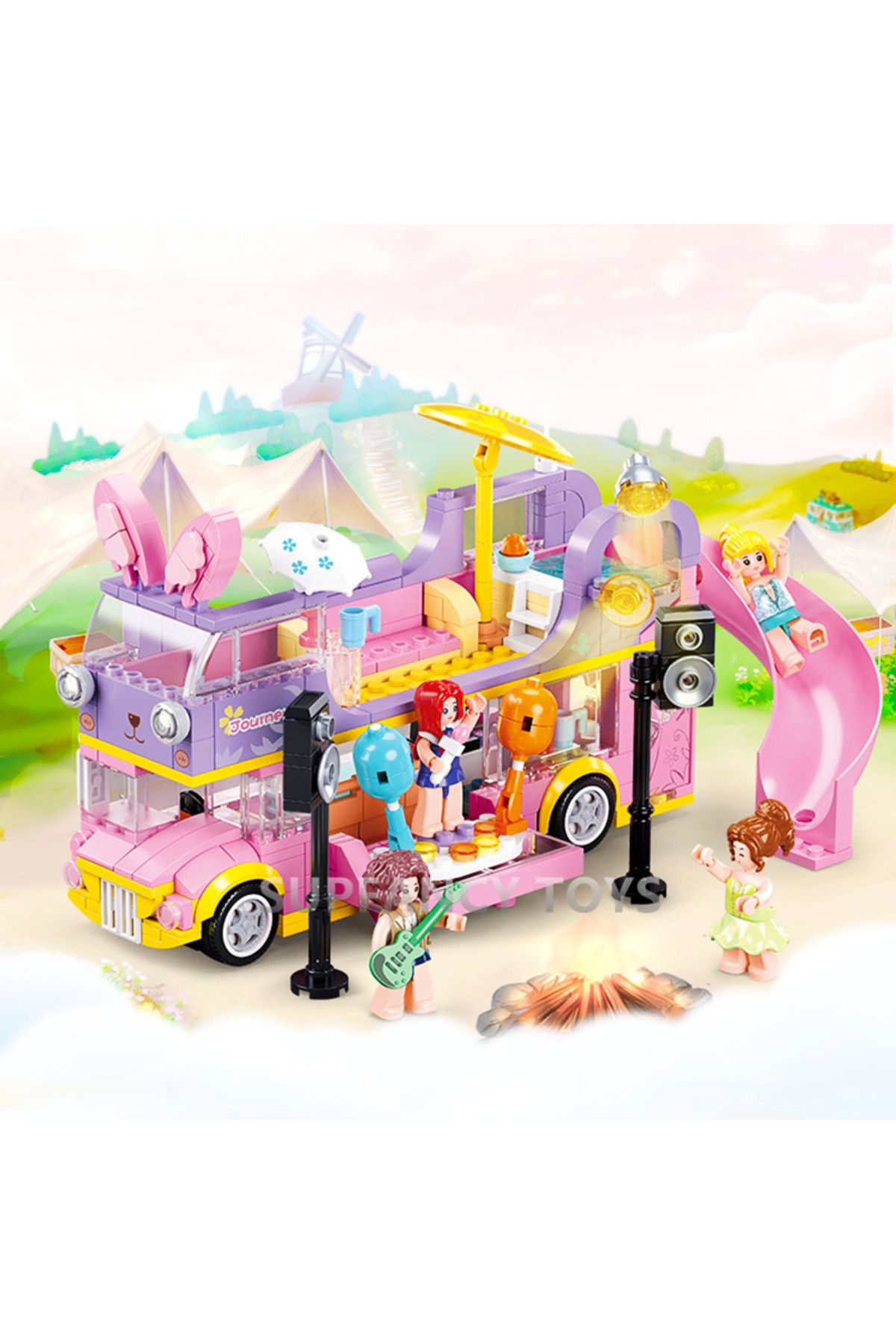 Choice-412pcs no box Sluban 412Pcs Building Blocks Rabbit Bus Motor Home Bricks Happy Camping Party Model E 1