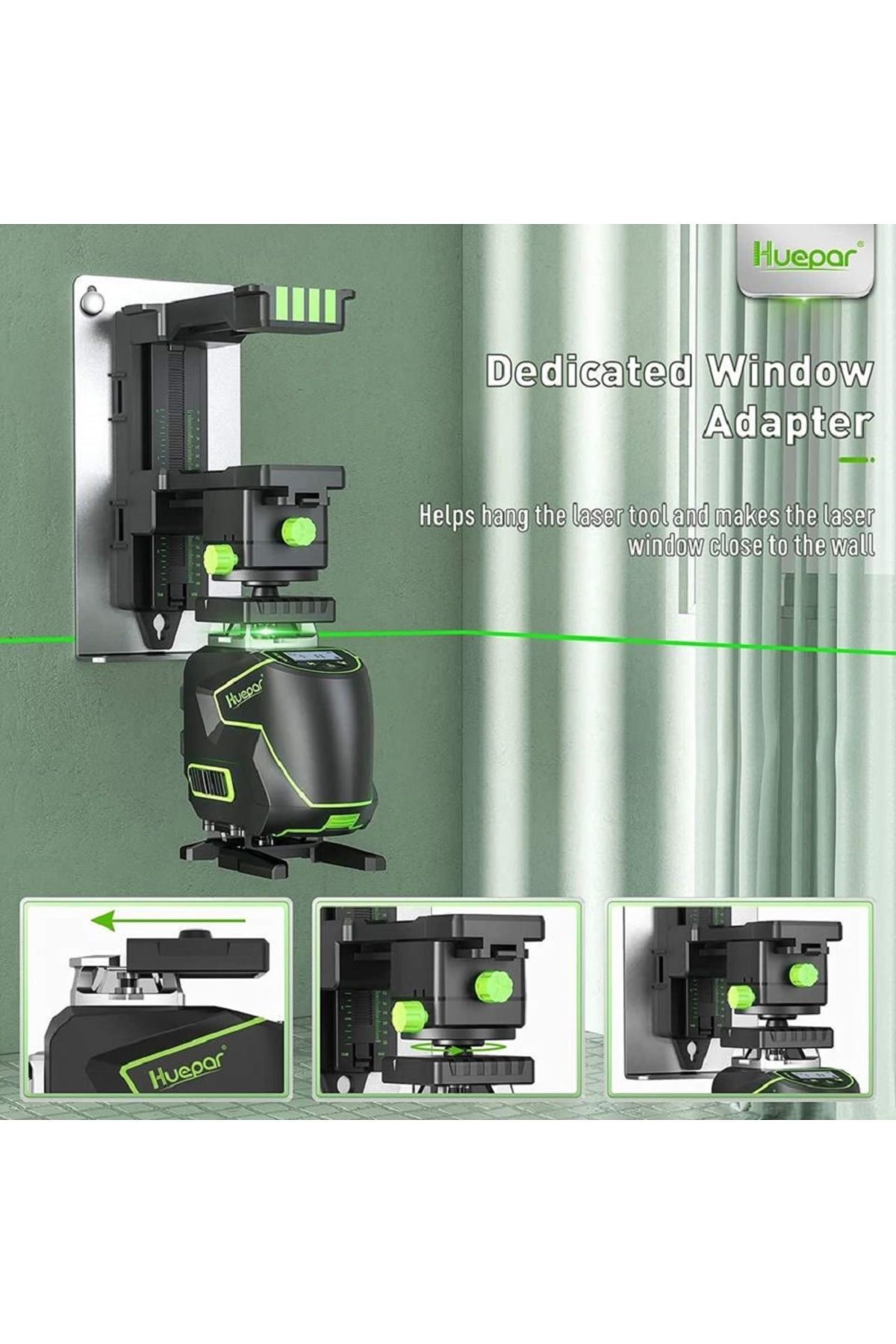 Choice-Huepar Pivoting 360 Degree Adjustable Base Pv11+ 1/4" Thread Bracket Laser Level Adapter 3