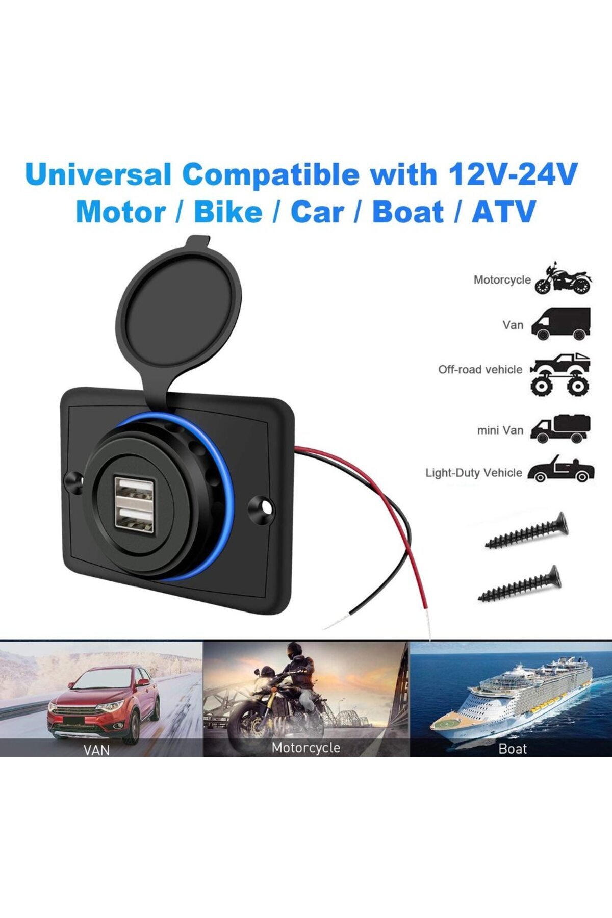 Choice-dual-USB vehicle-mounted charger socket with indicator light 12v 24v 3.1A power socket suitable f... 4