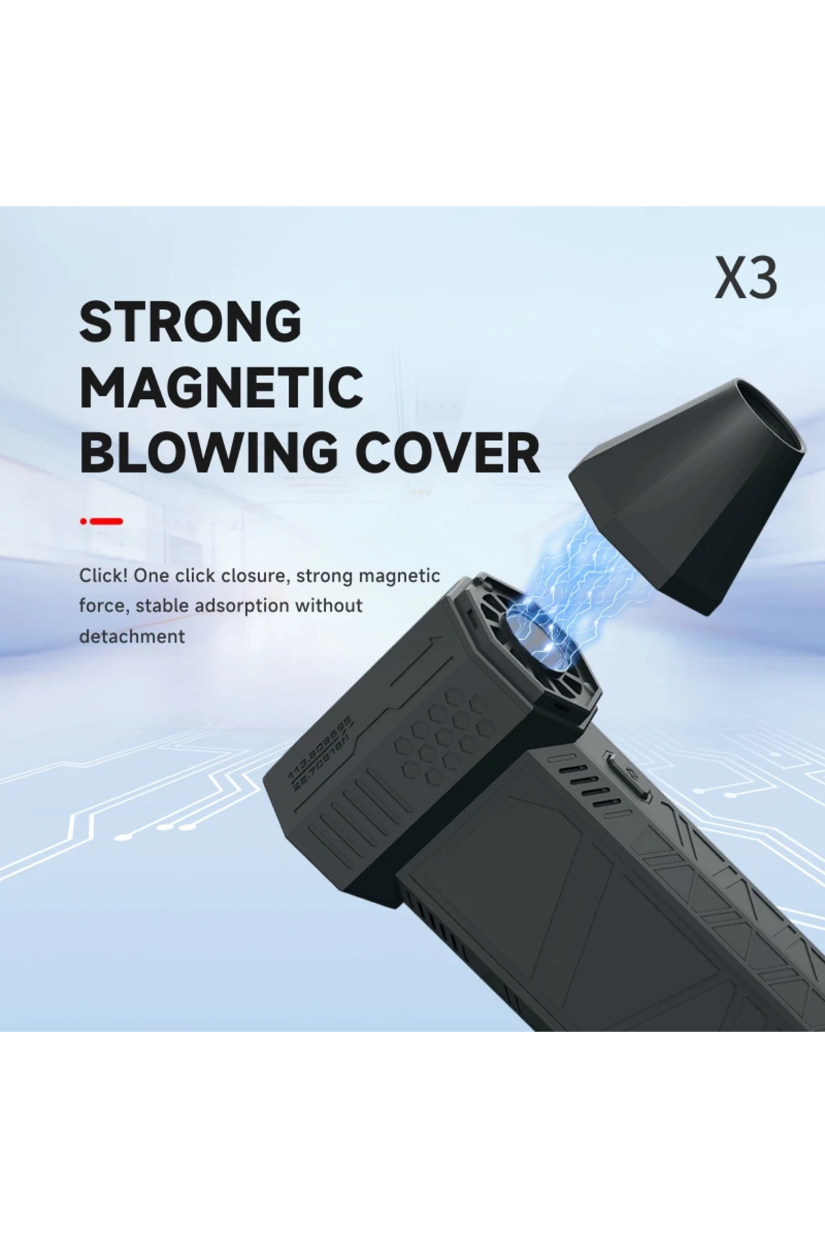 Choice-black 130000RPM Car Electric Air Duster X3 Mini Turbo Violent Fan with 3 Speeds Rechargeable Super J 3