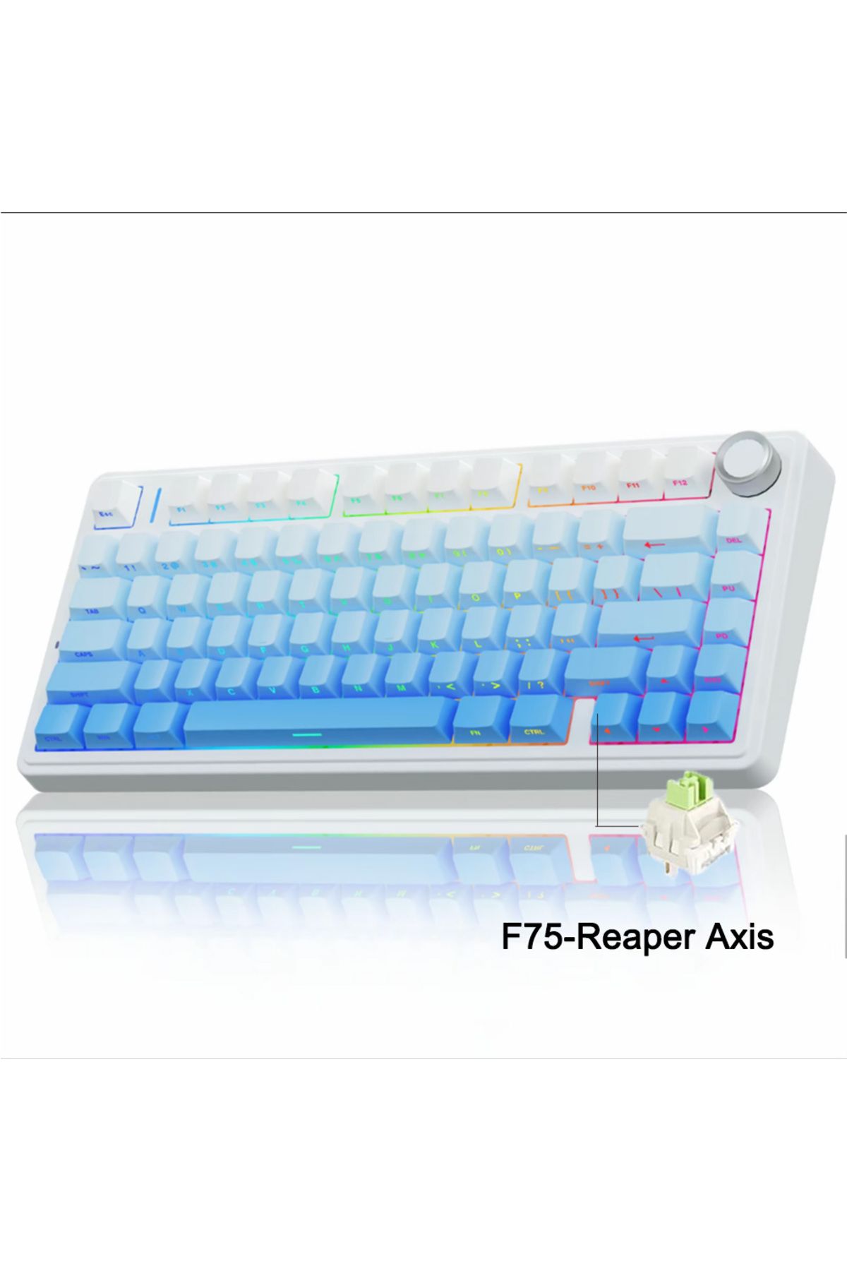 Aula-لوحة مفاتيح ميكانيكية للألعاب Green Switch Cloud Blue F75 2.4G لاسلكية/بلوتوث/سلكية RGB مخصصة 1