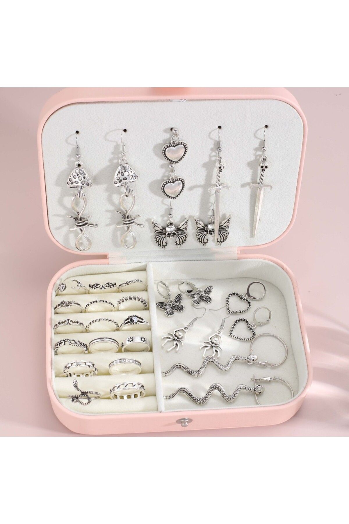 Choice-54168 5572101 طقم أقراط وخاتم متعدد القطع من 34 قطعة على طراز بانك جوثيك للنساء، مناسب للحفلات والعطلات 1