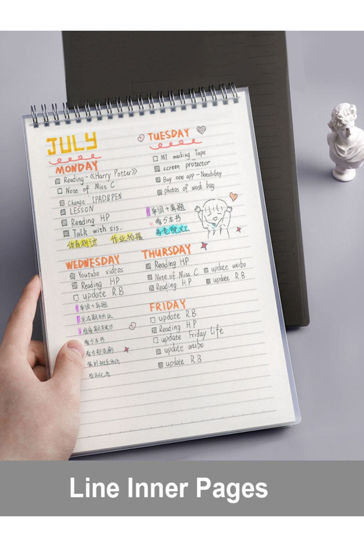 Choice-دفتر ملاحظات A5 قابل للطي، A5 B5، A4، خط أفقي، صفحة داخلية، 160 صفحة 4