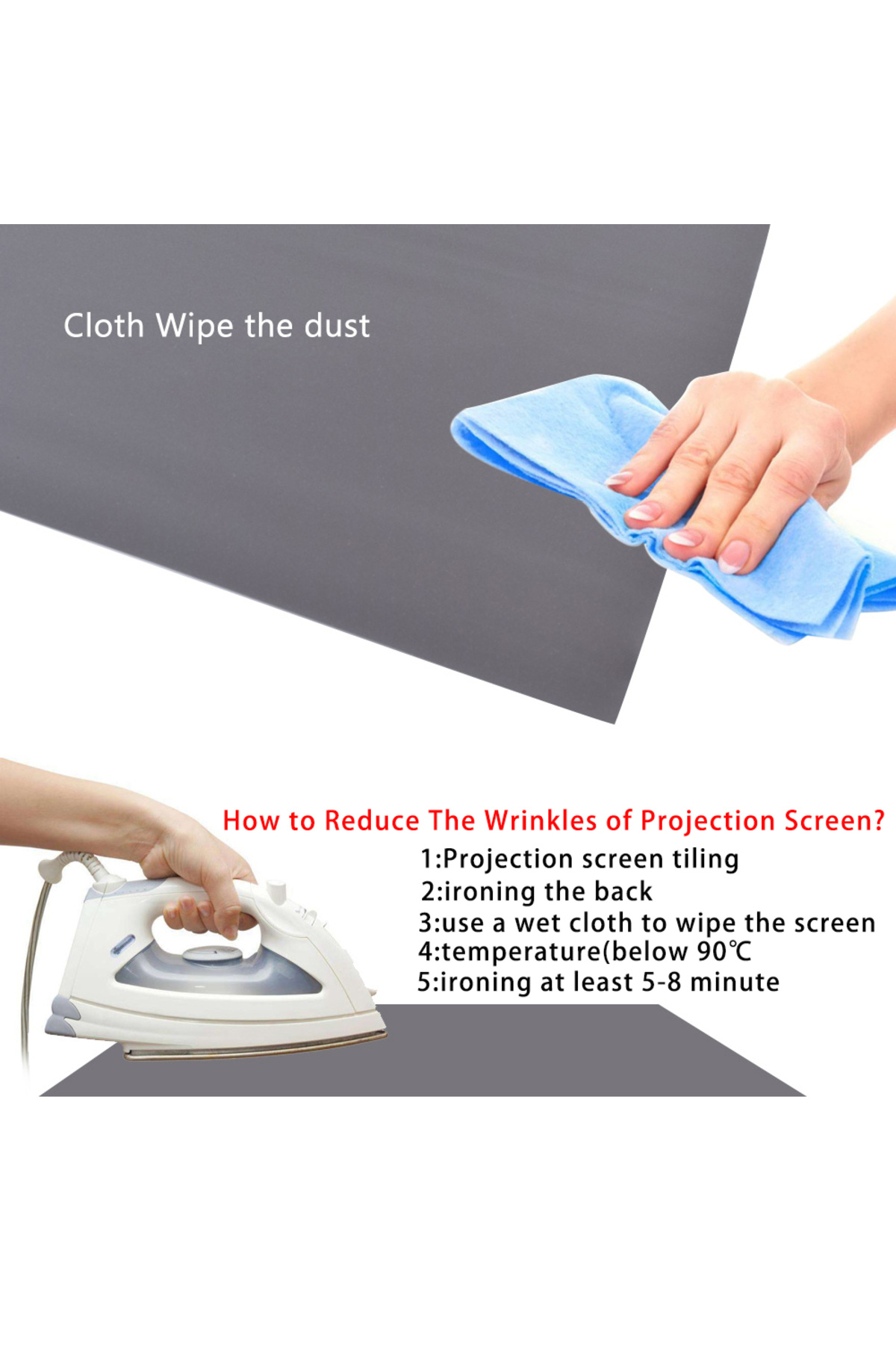 VEIDADZ-120 inch Projector Screen 100 120 133 Inch 16:9 Foldable Anti-Light Grey Reflective Cloth Po 5