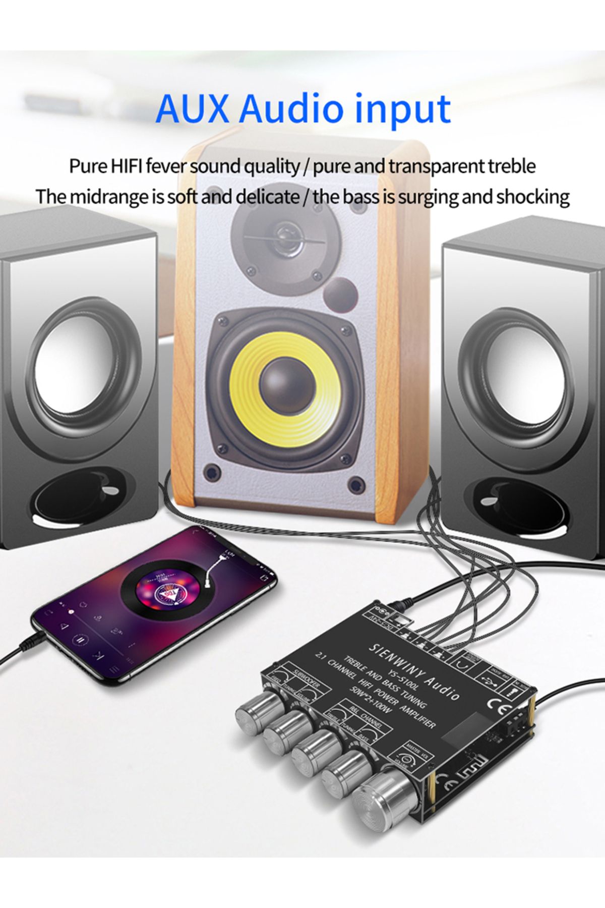 ALLOYSEED-YS-S100L 50W*2+100W 2.1 Subwoofer Amplifier Board 3 Channel CS8673E Bluetooth 5.1 DIY Home Audio ... 7