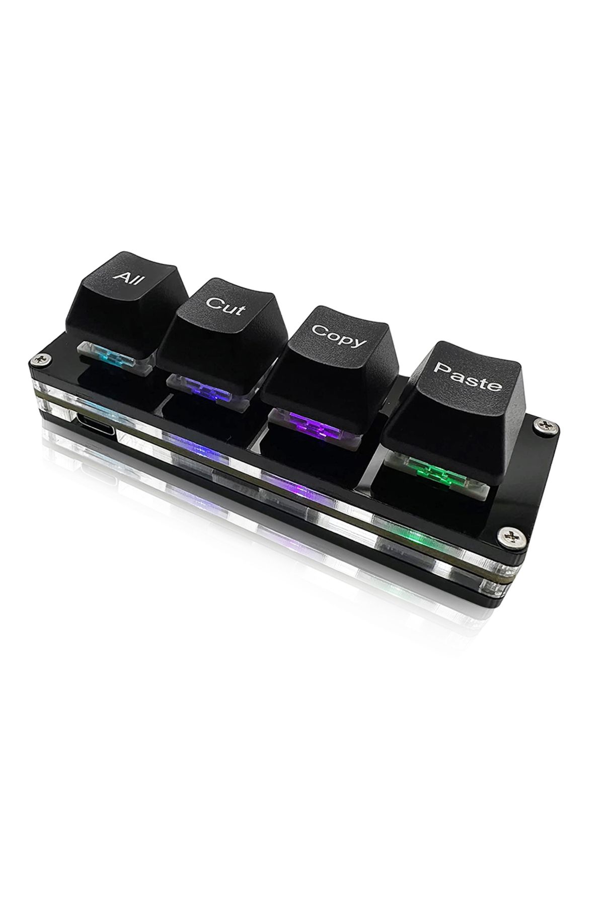 Choice-Black Mini 4-key Select All Cut Copy Paste Macro Pad Ctrl A X C V Shortcut One Handed Keyboard Rgb G 1