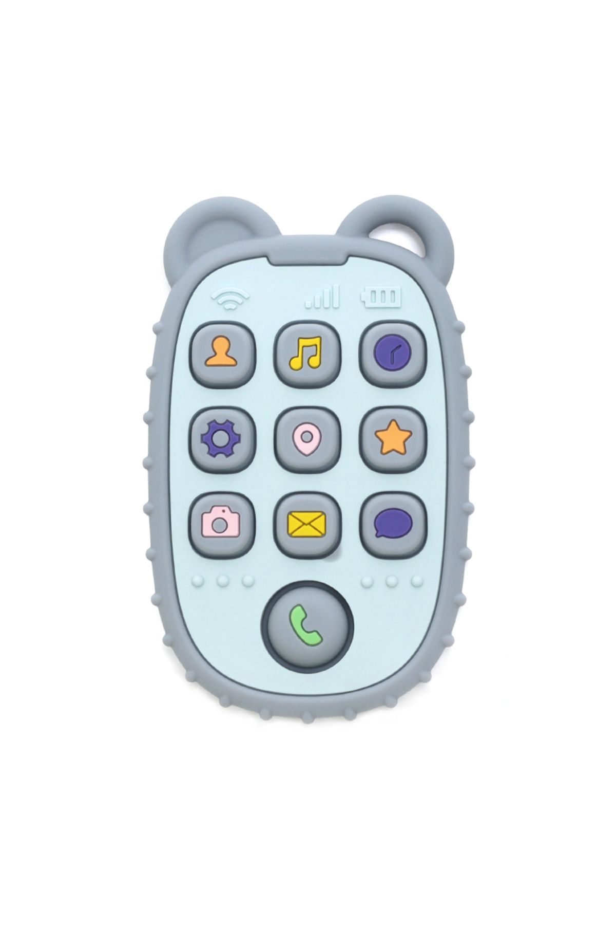 Choice-grey 2024 New Baby Teether mobile phone Shape Silicone Teether Teething Toy Kids Sensory Educational 1