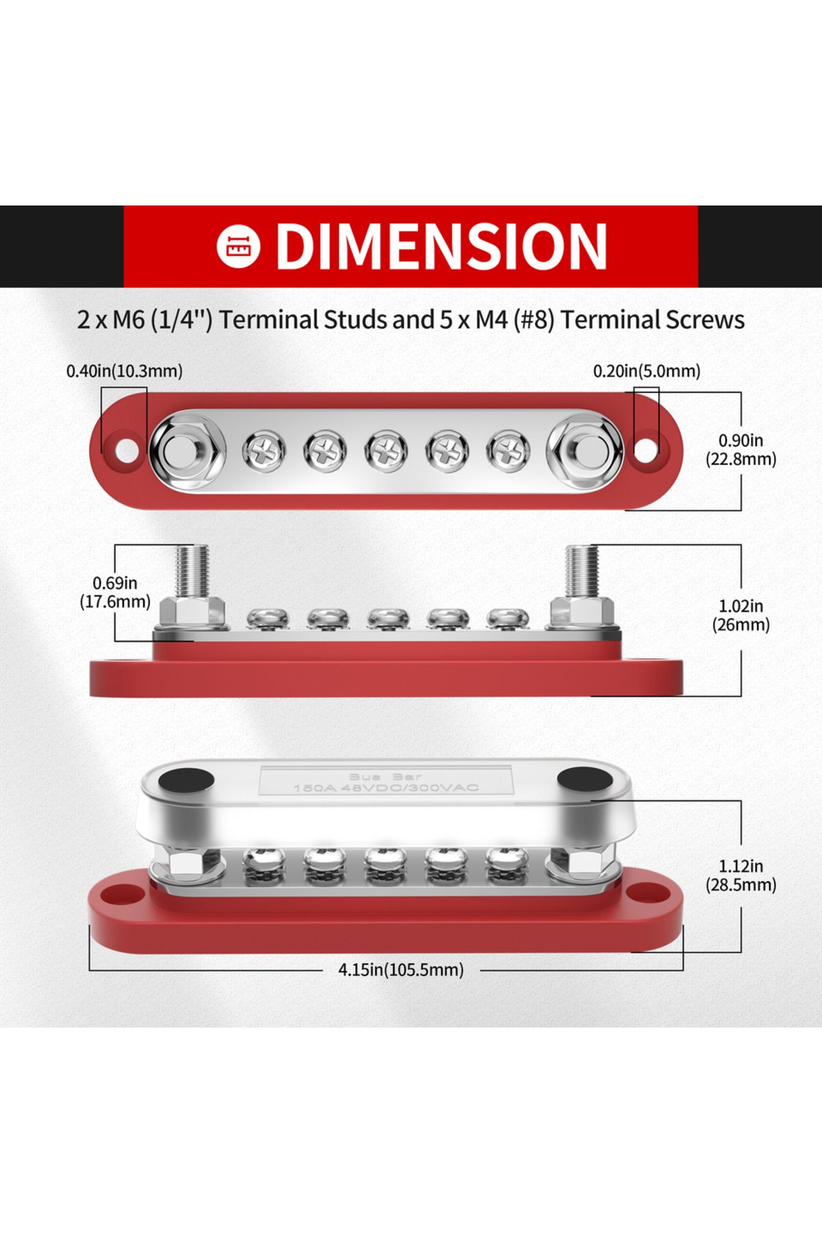 Daiertek-Bus Bar Small Battery Distribution Block 12V Positive Negative Terminal Block Busbar 2 x... 2